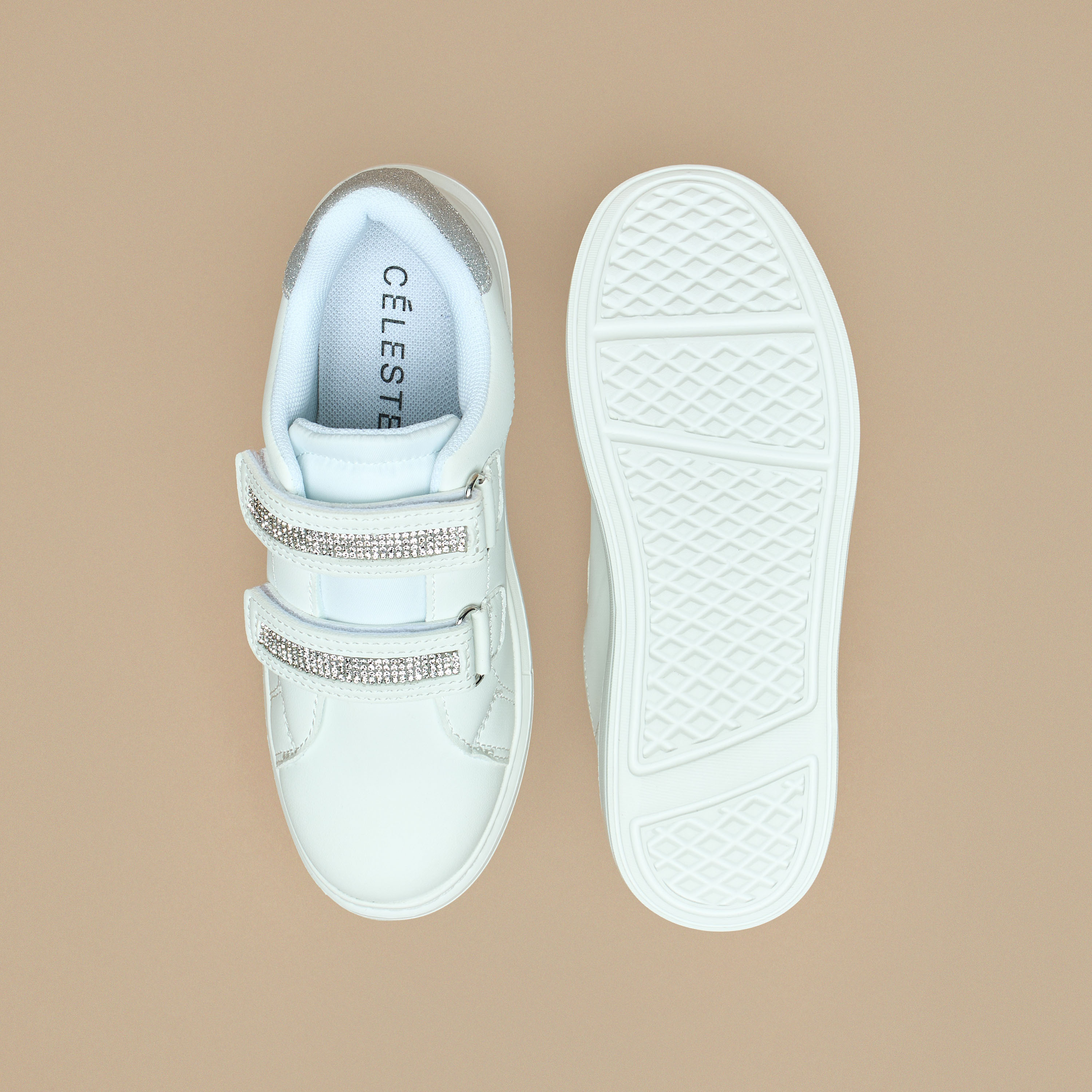 Celeste Girls' Embellished Ankle Sneakers with Hook and Loop Closure-girls-shoes-sneakers-image-4