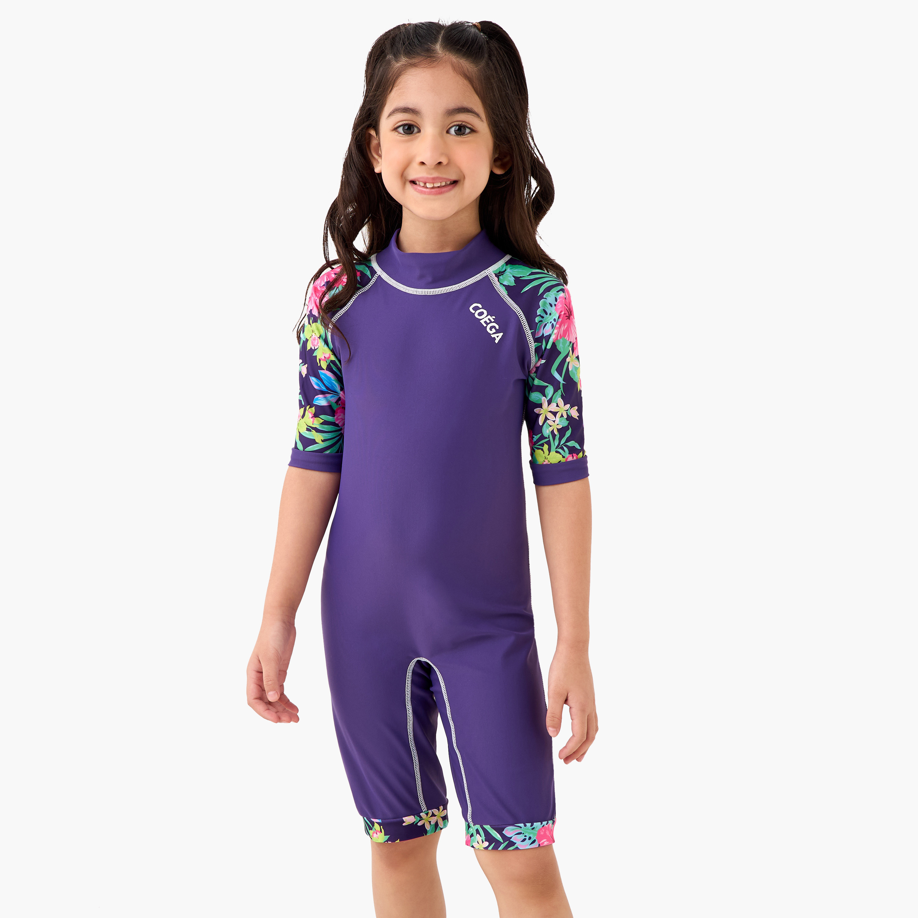 COEGA Girls One-Piece Swimsuit, Purple Blue Tropical-sports-girls-clothing-swimwear-image-1