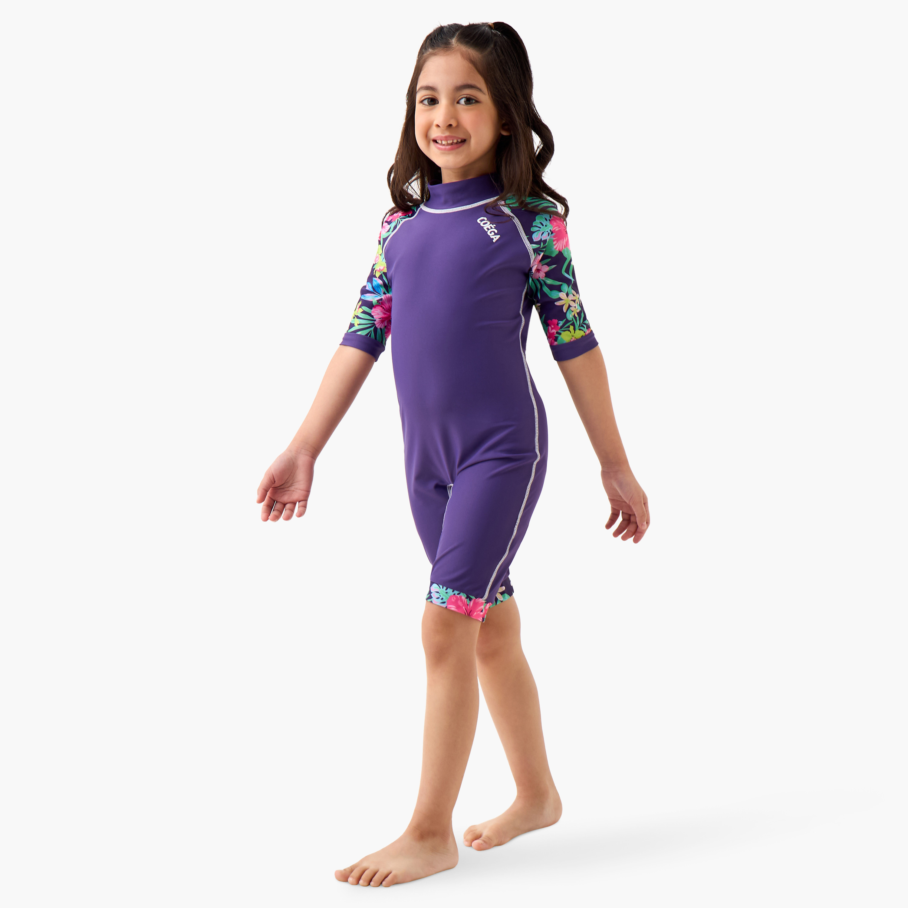 COEGA Girls One-Piece Swimsuit, Purple Blue Tropical-sports-girls-clothing-swimwear-image-2