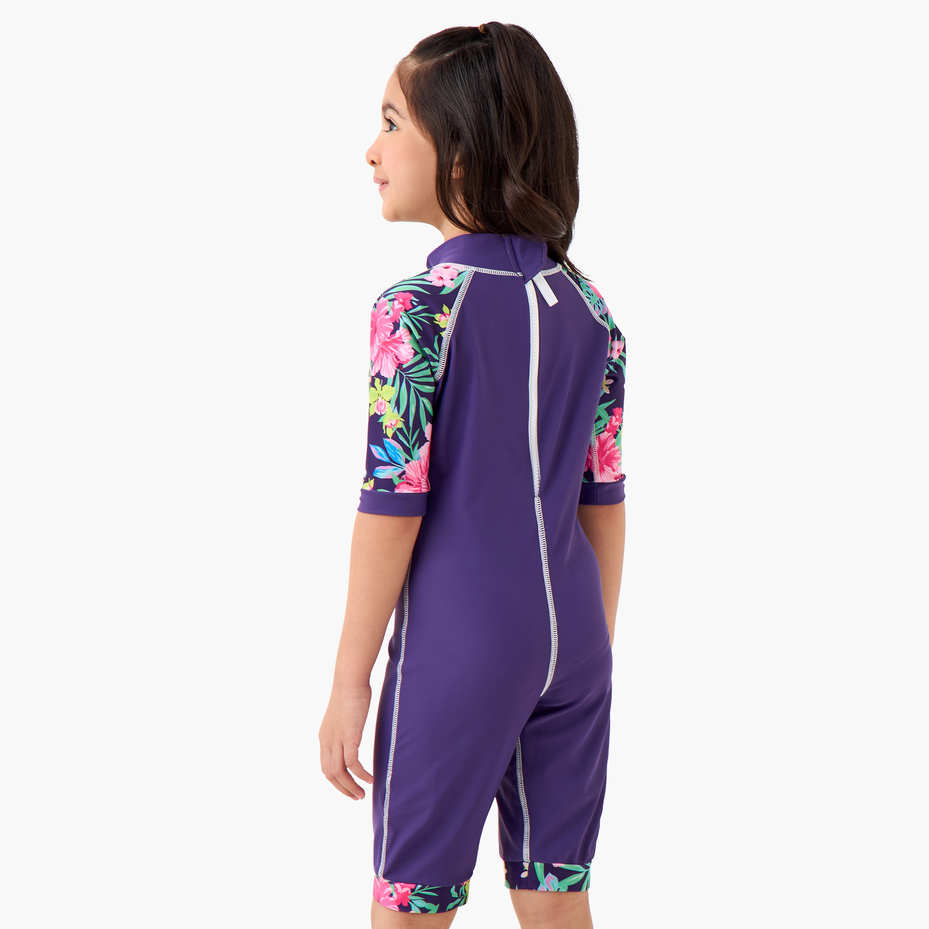 COEGA Girls One-Piece Swimsuit, Purple Blue Tropical-sports-girls-clothing-swimwear-image-3