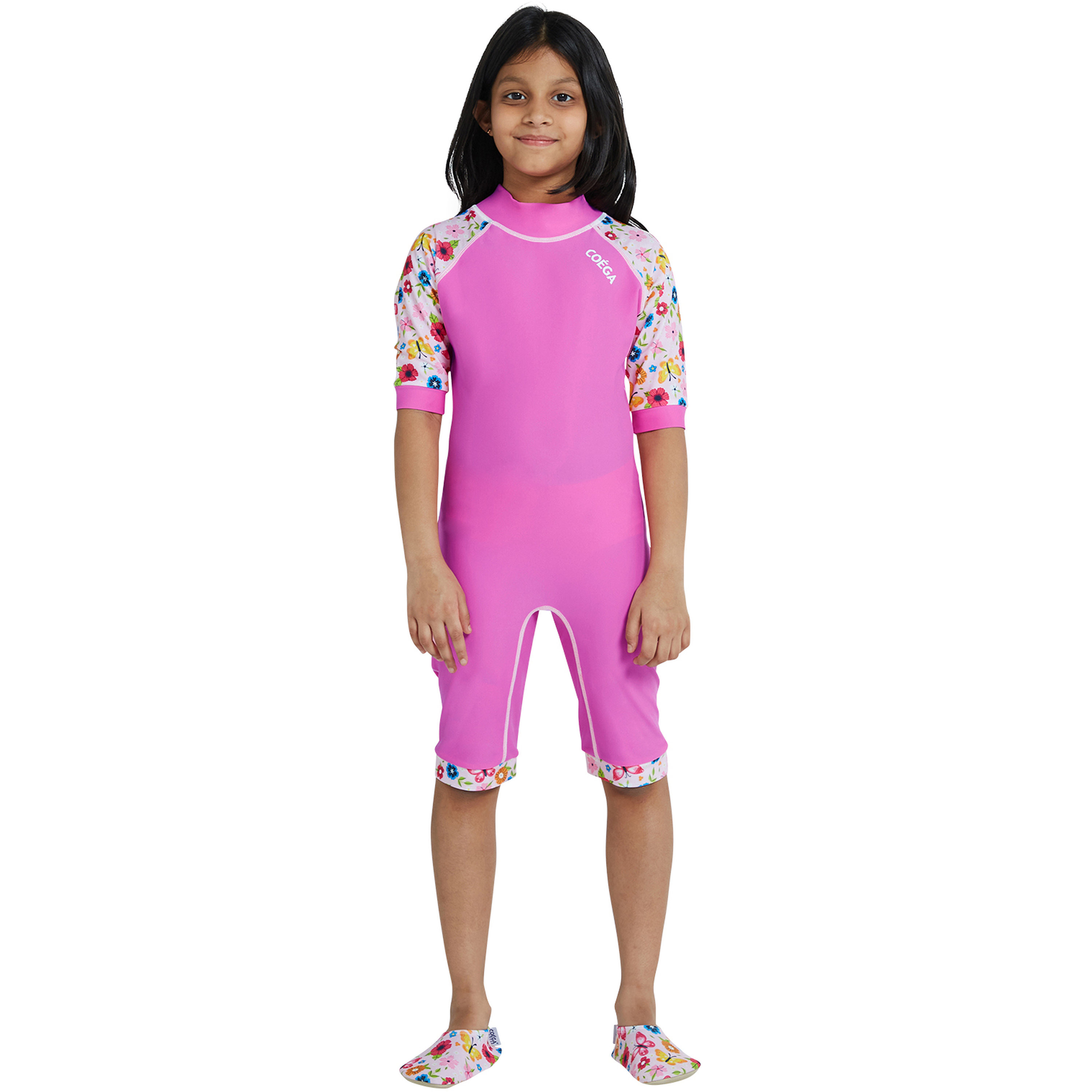 Coega Girls 1-Piece Suit - Pink Rosey Flowers-sports-girls-clothing-swimwear-image-1