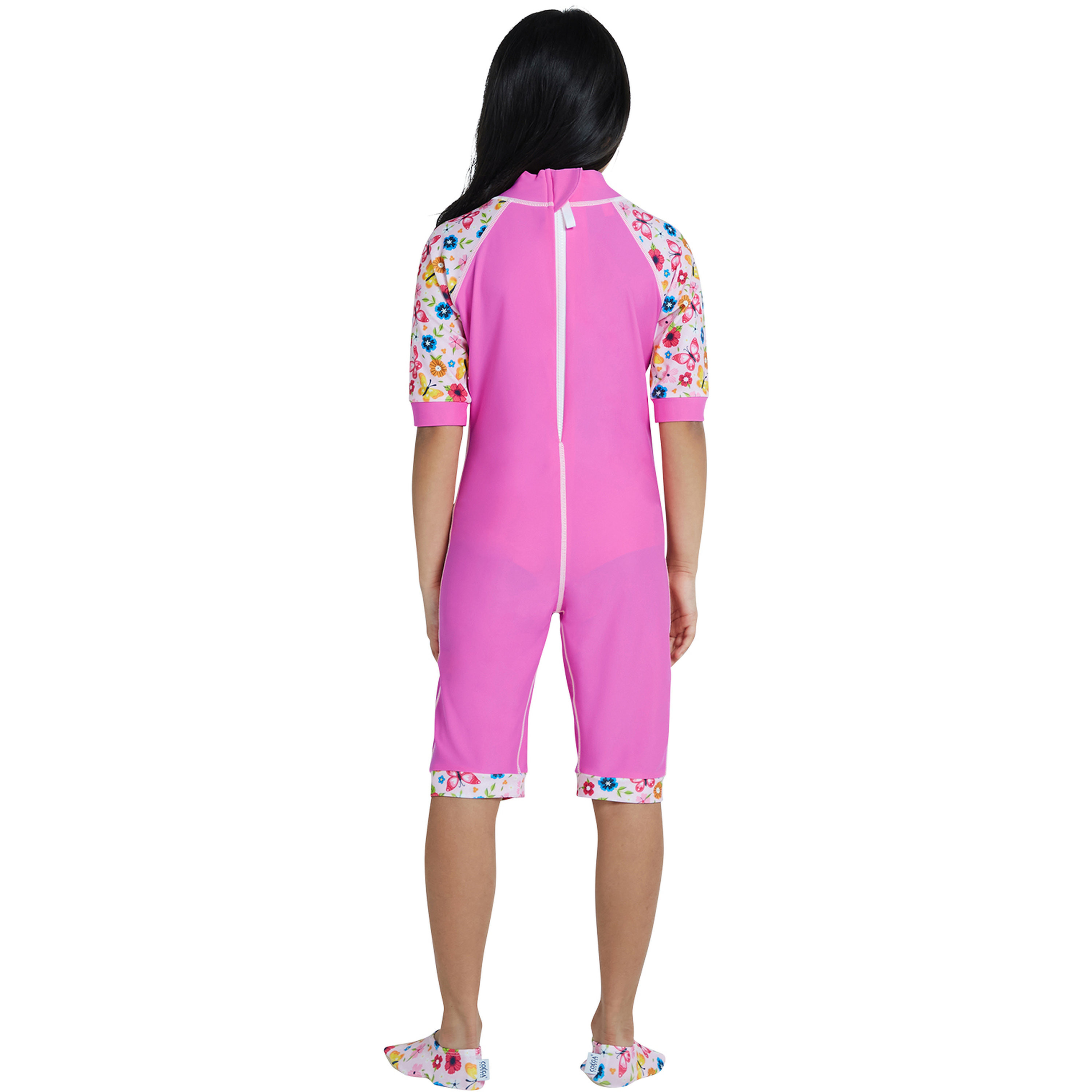 Coega Girls 1-Piece Suit - Pink Rosey Flowers-sports-girls-clothing-swimwear-image-2