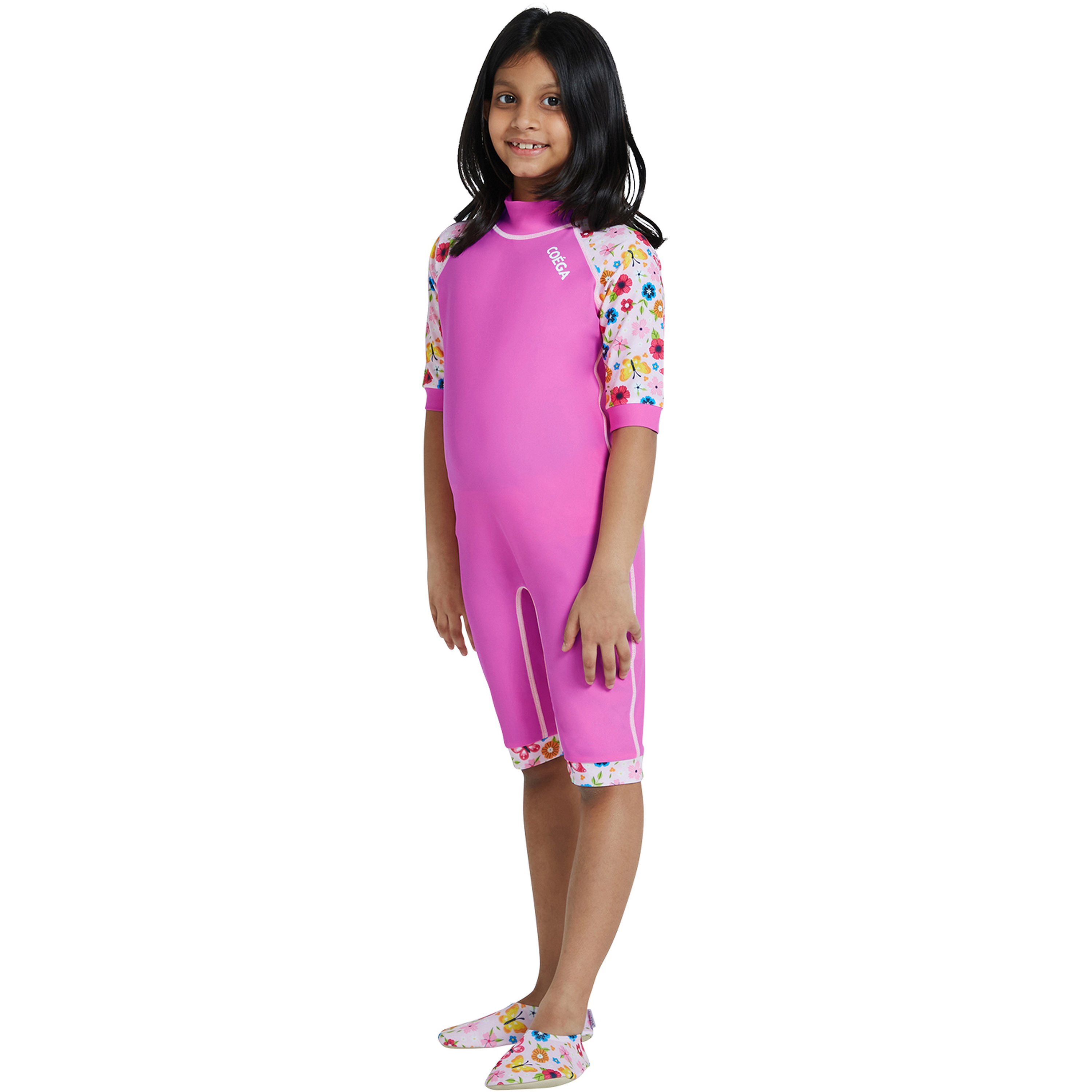Coega Girls 1-Piece Suit - Pink Rosey Flowers-sports-girls-clothing-swimwear-image-3