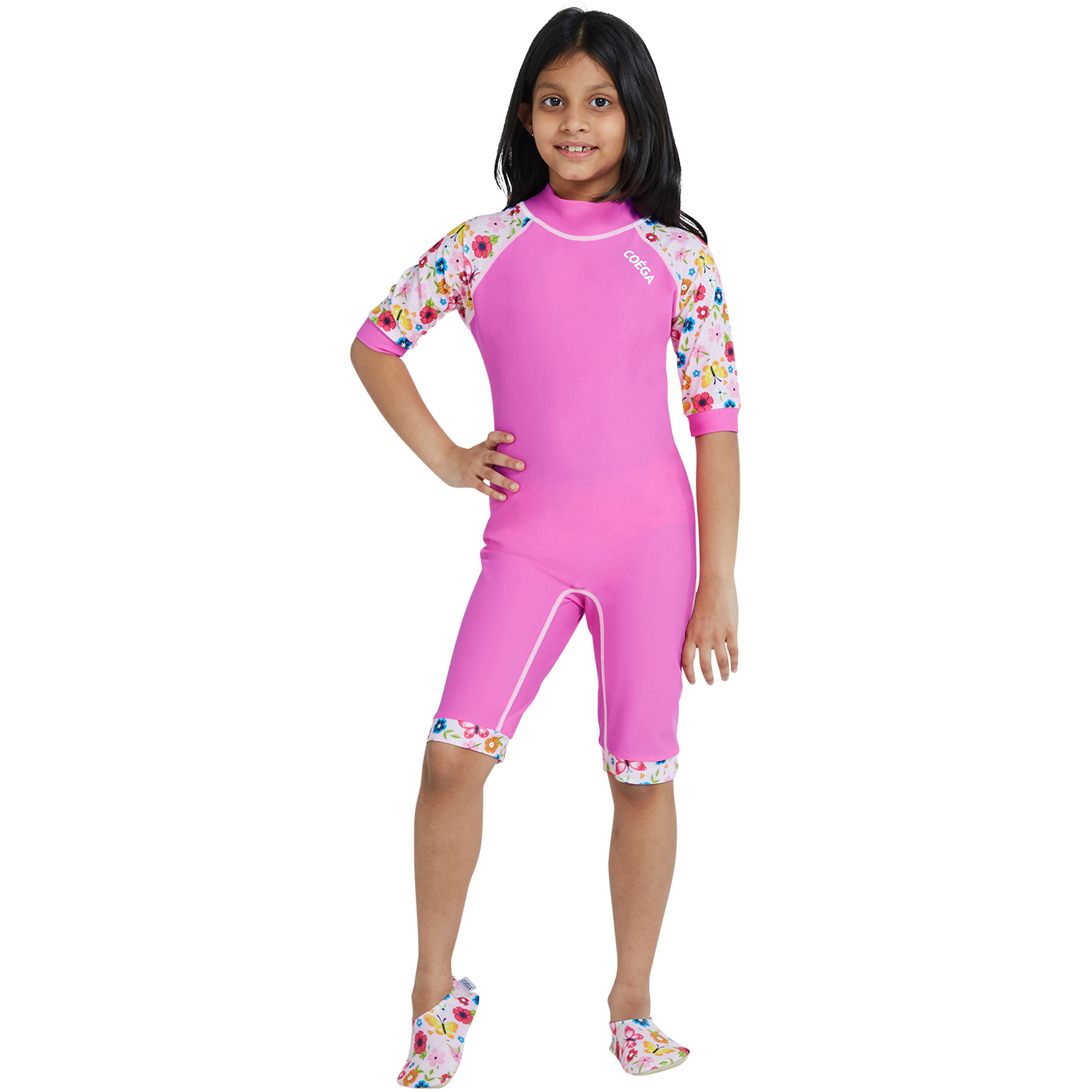 Coega Girls 1-Piece Suit - Pink Rosey Flowers-sports-girls-clothing-swimwear-image-4