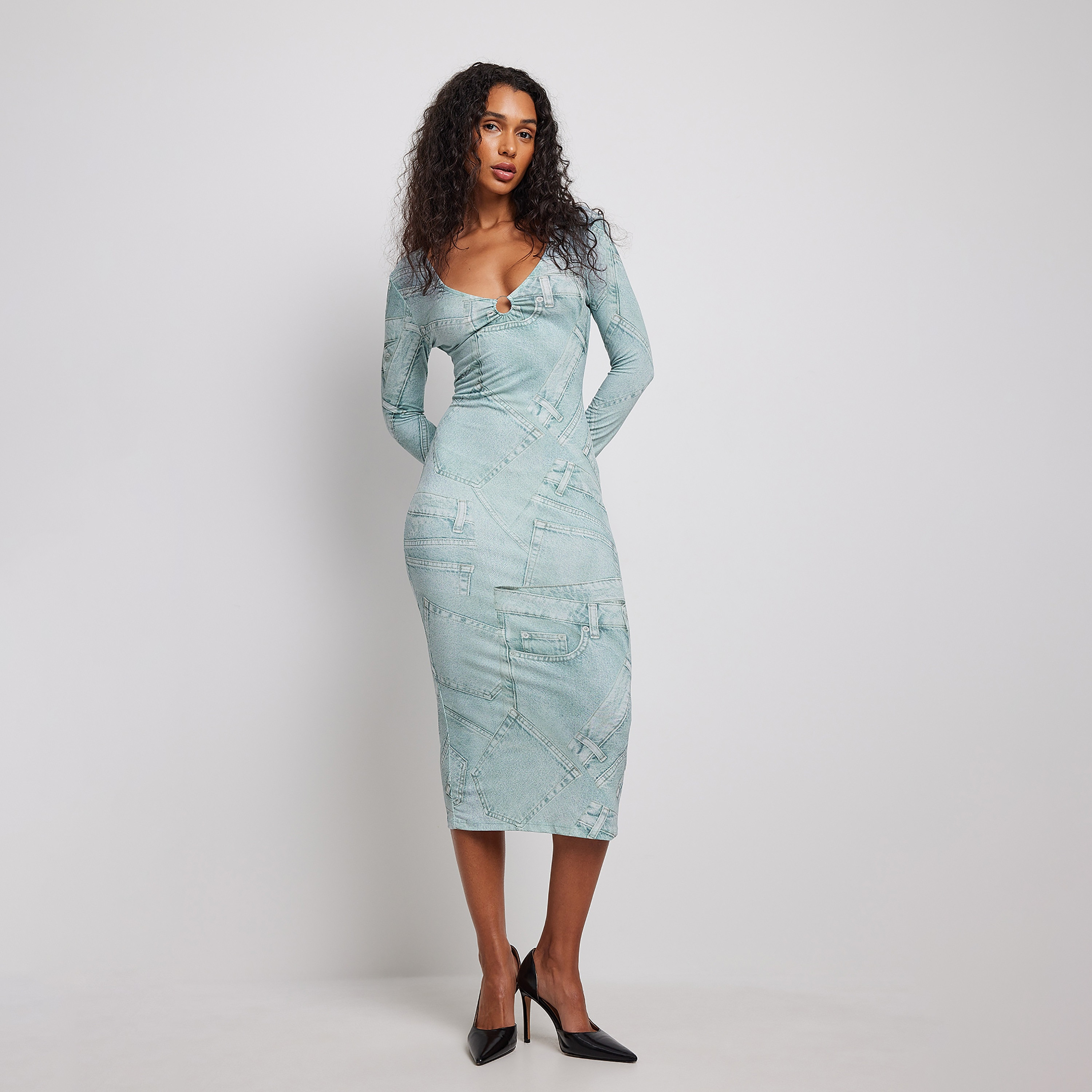 Women's Textured Clean Column Midi Dress | Women's Dresses & Jumpsuits |  Abercrombie.com