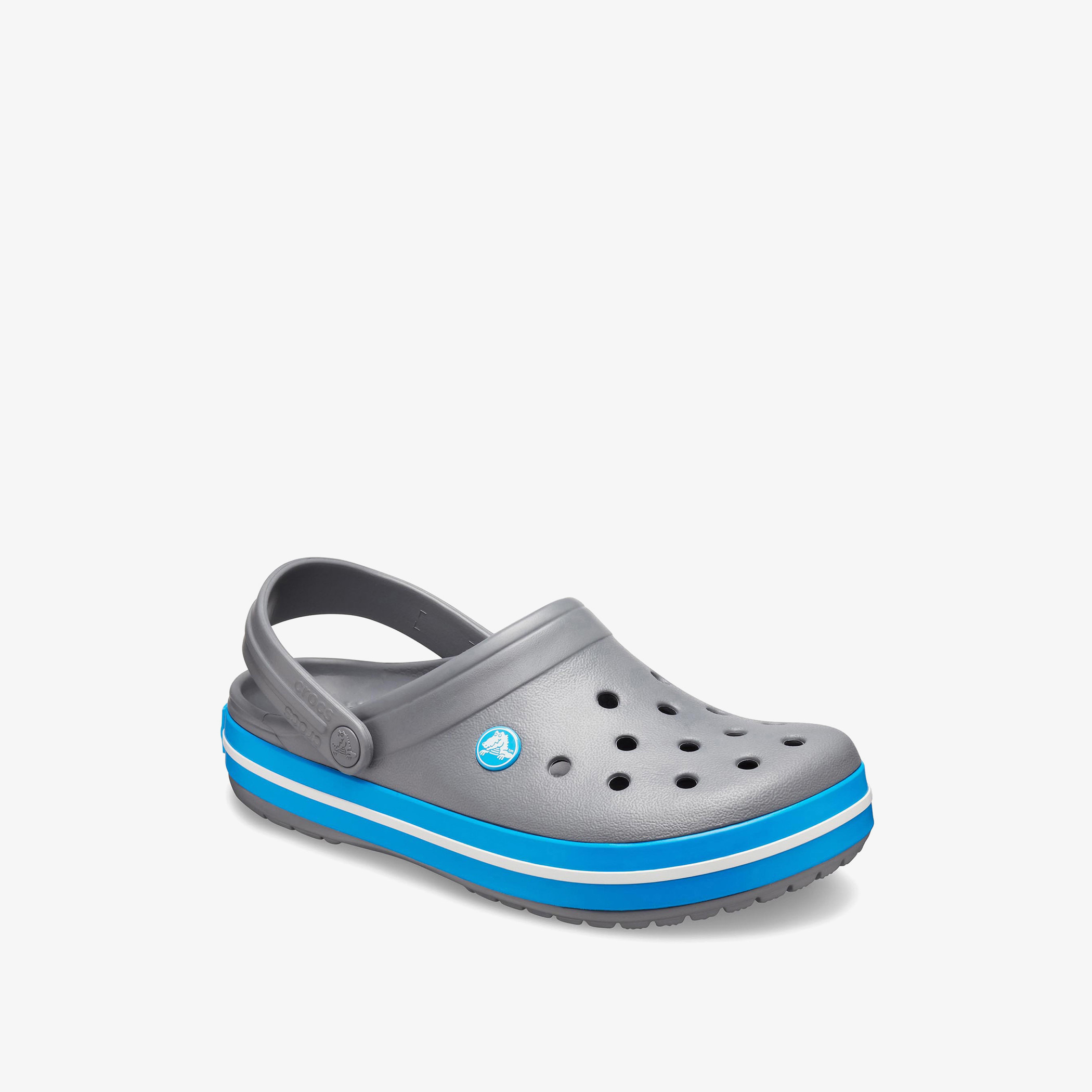 Crocs gris 2025 con celeste