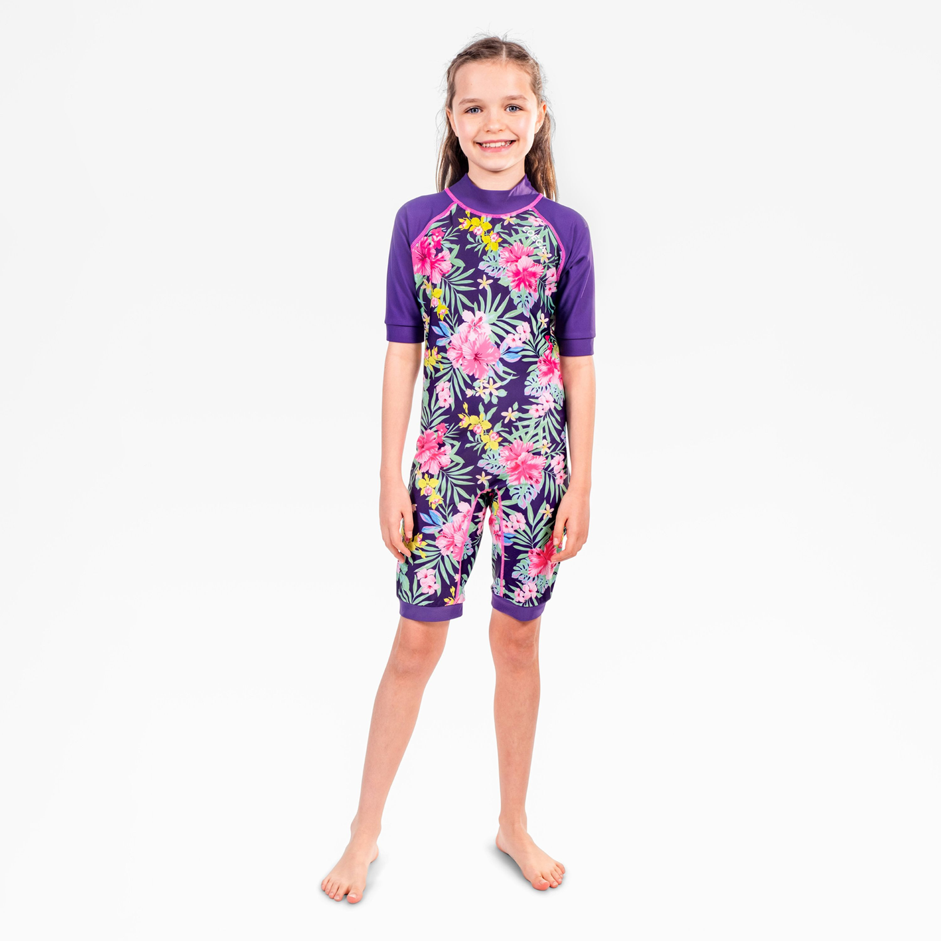COEGA Girls One-Piece Swimsuit, Purple Blue Tropical-sports-girls-clothing-swimwear-image-2