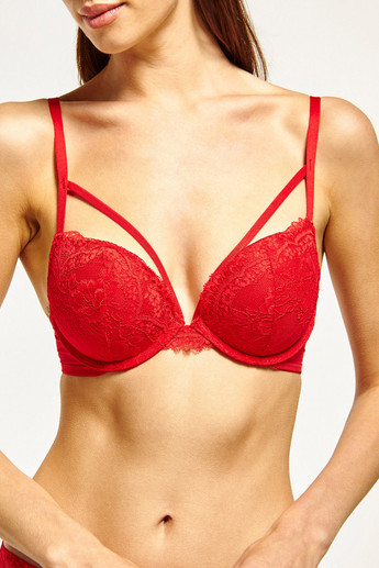 Buy Women's La Senza Lace Underwired Padded Plunge Bra with