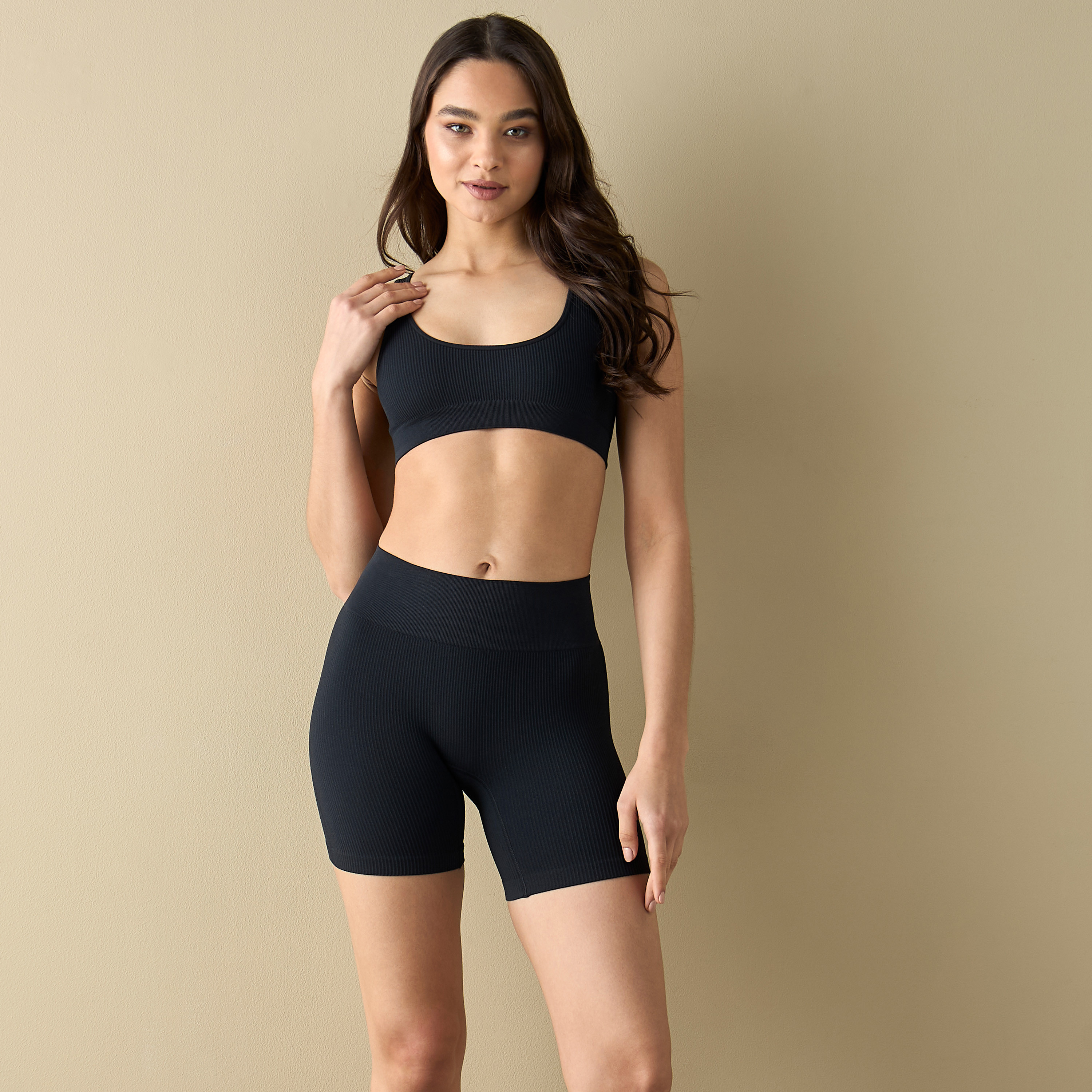 شورت تشكيل الجسم مضلّع بخصر مطاطي من لا سنزا-women-clothing-lingerie-shapewear-image-2