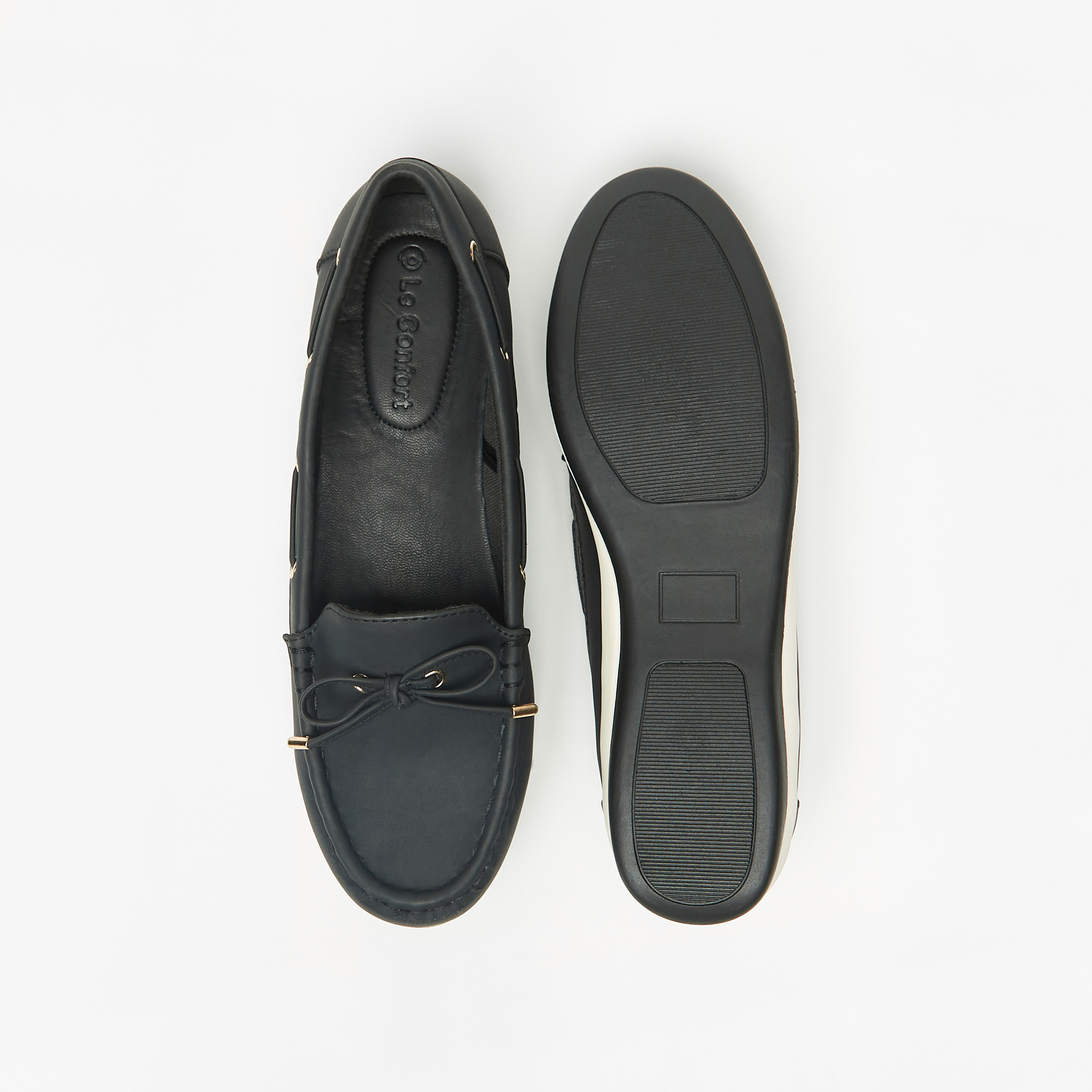 Le Confort Solid Slip-On Loafers with Bow Applique Detail-women-shoes-flats-loafers-image-4