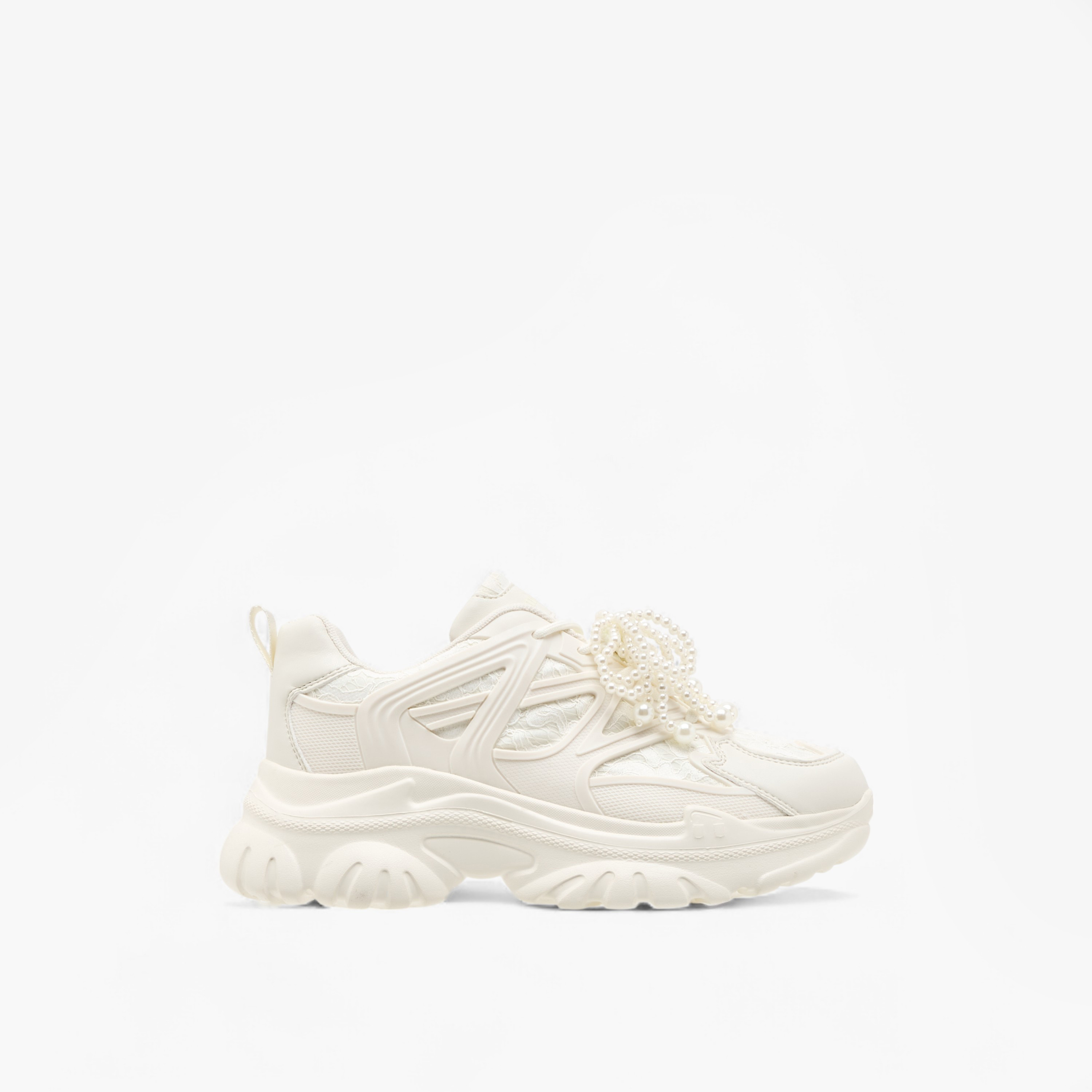 Missy Pearl Embellished Sneakers with Chunky Heels and Lace-Up Closure-women-shoes-sneakers-image-3
