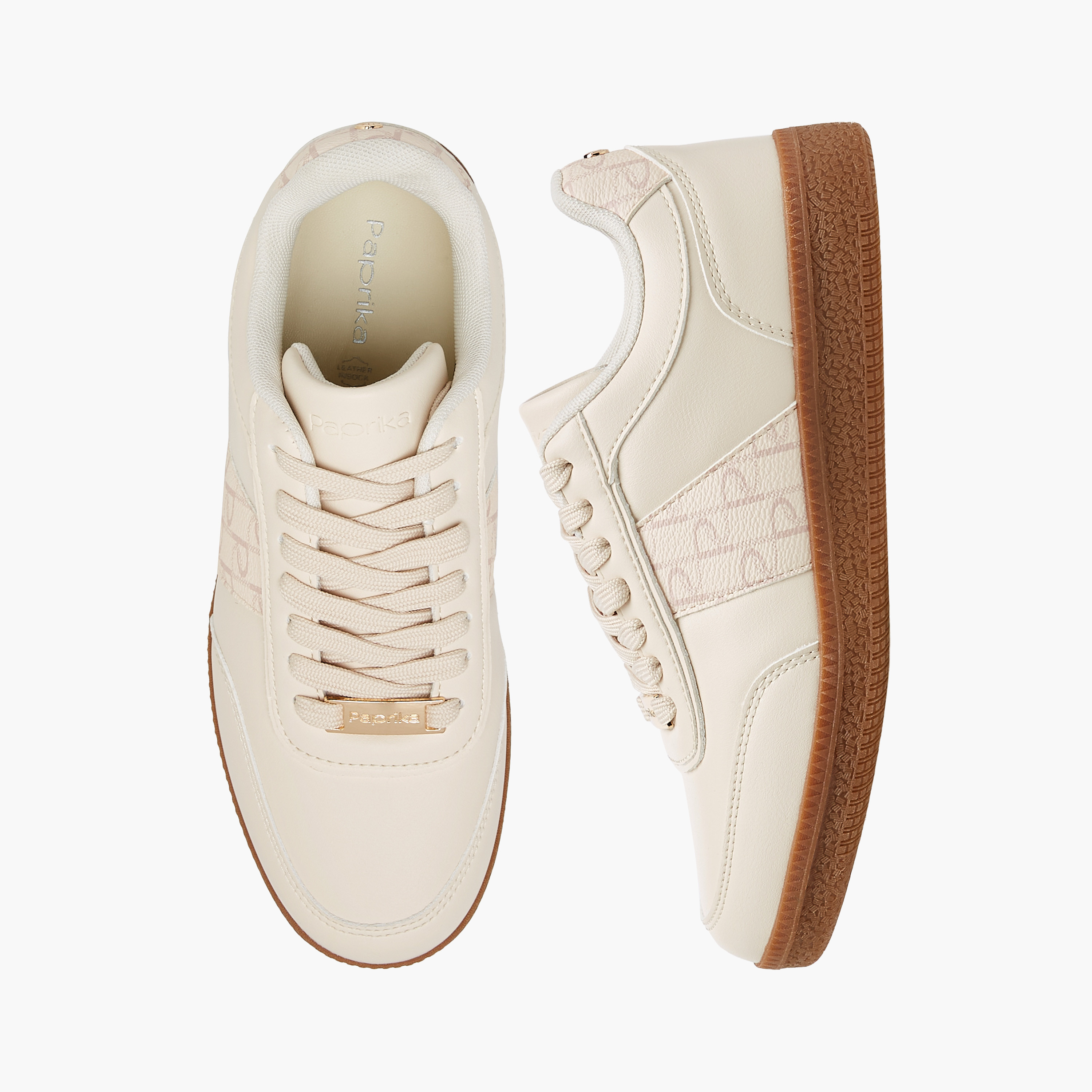 Paprika Monogram Print Sneakers with Lace-Up Closure-women-shoes-sneakers-image-1