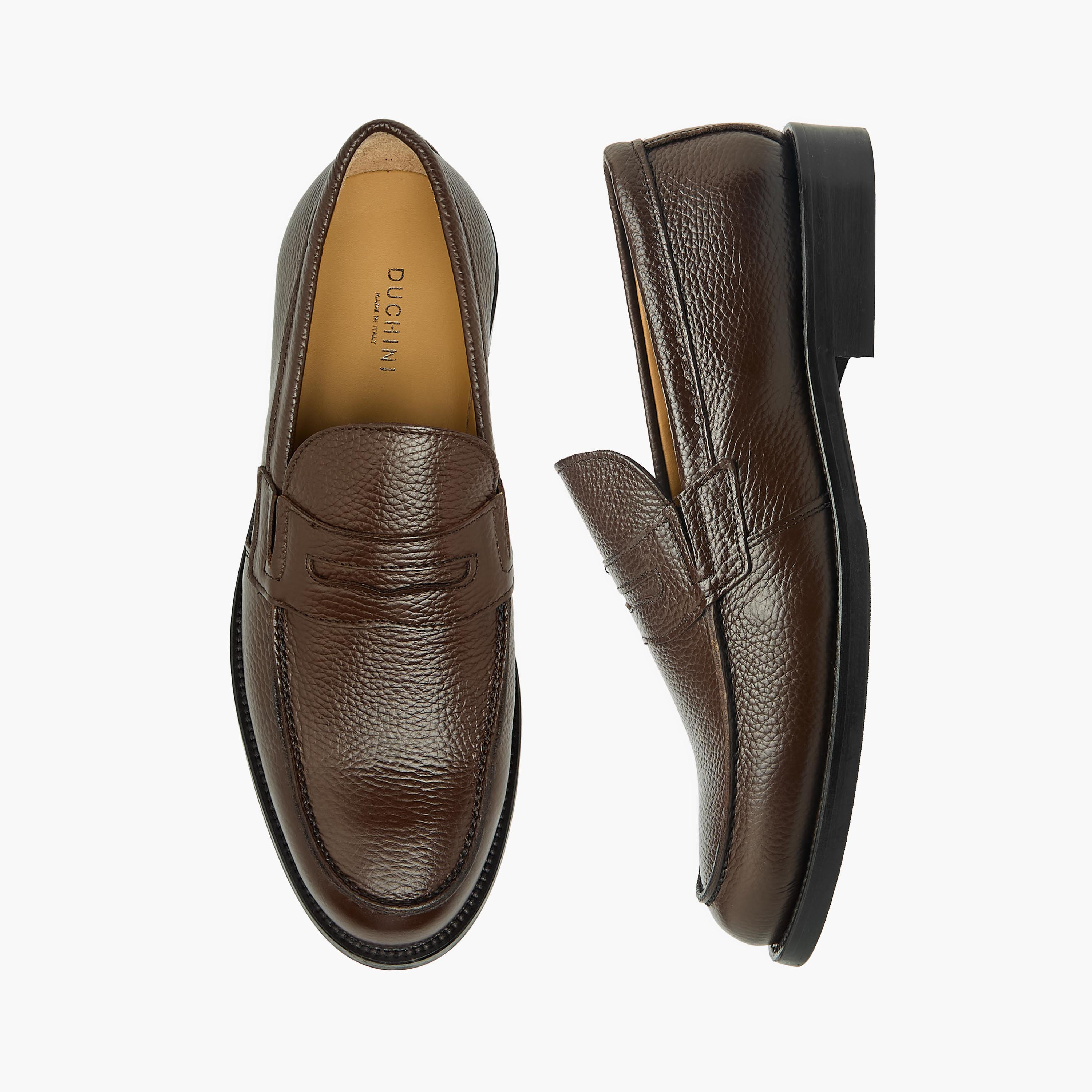 Duchini Men Textured Genuine Leather Loafers-men-shoes-loafersandmoccasins-image-1