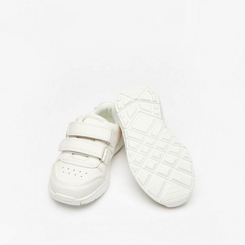 Juniors Textured Sneakers with Hook and Loop Closure-Girl%27s Sneakers-image-1