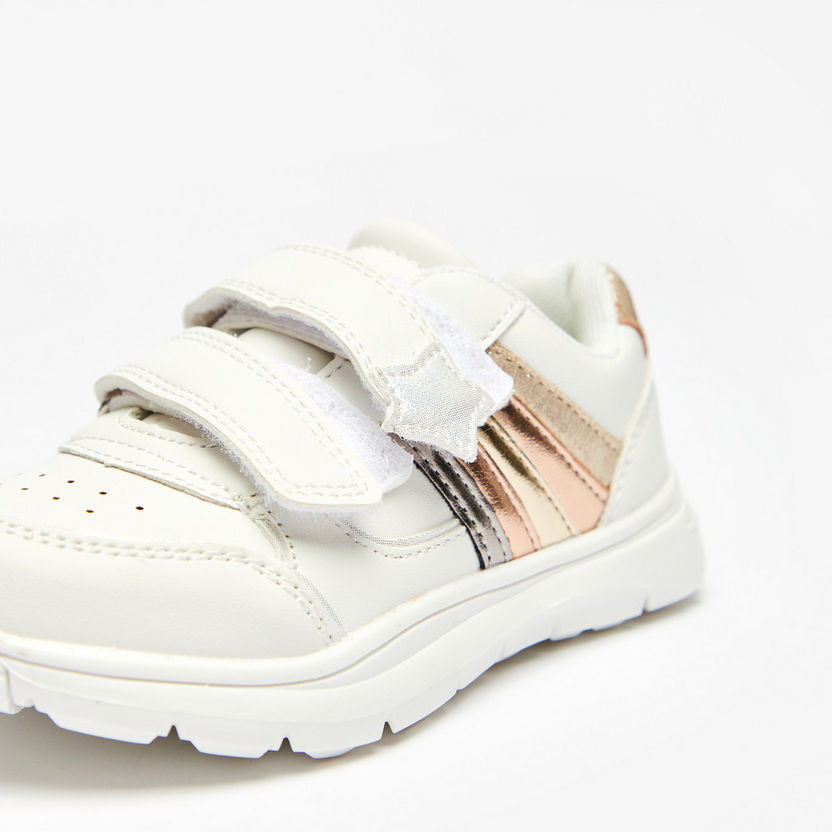 Juniors Textured Sneakers with Hook and Loop Closure-Girl%27s Sneakers-image-3