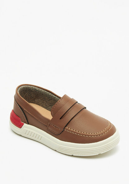 Kidy Solid Slip-On Moccasins with Stitch Detail-Boy%27s Casual Shoes-image-0