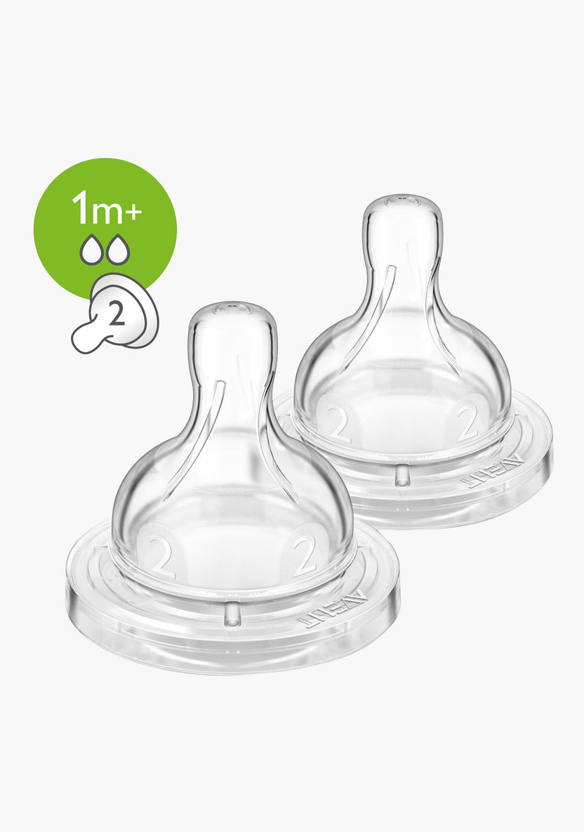 Philips Avent Classic+ Slow Flow Silicone Teats - Set of 2-Bottles and Teats-image-0