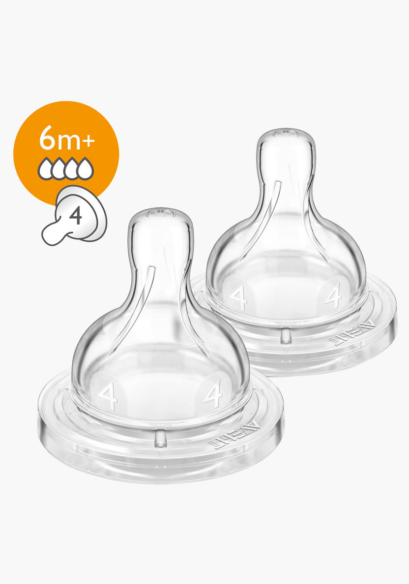 Philips Avent Classic+ Fast Flow Silicone Teats - Set of 2-Bottles and Teats-image-0