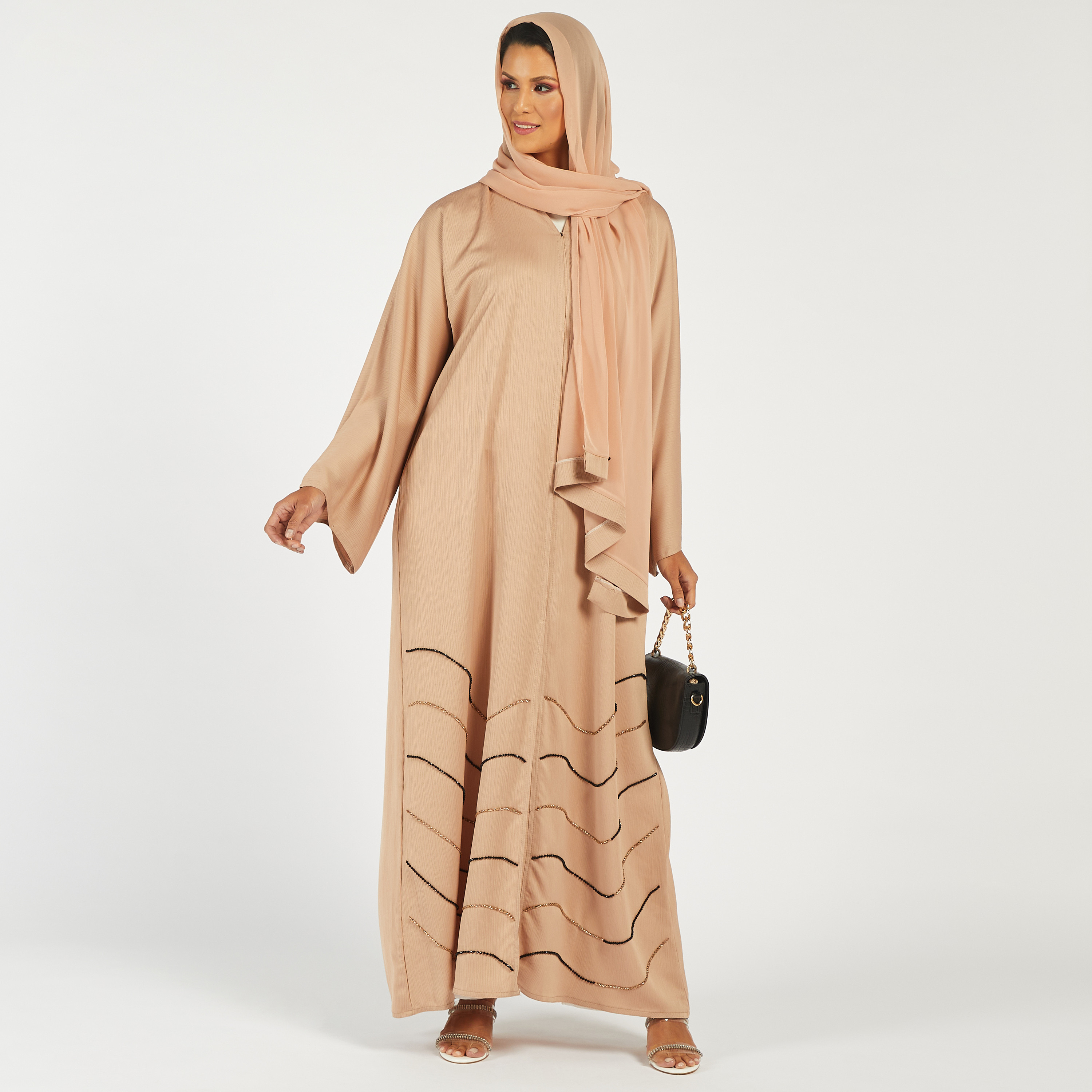 KAPDA Embellished Abaya with V-neck 