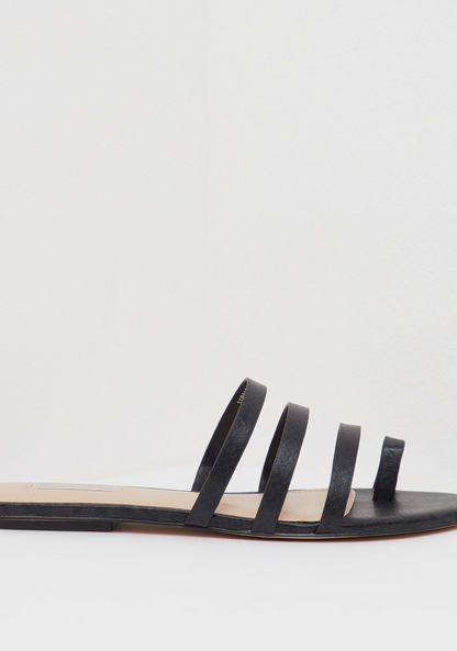 Textured Slip-On Toe Ring Sandals-Women%27s Flat Sandals-image-0