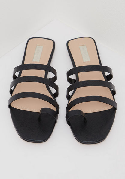 Textured Slip-On Toe Ring Sandals-Women%27s Flat Sandals-image-2
