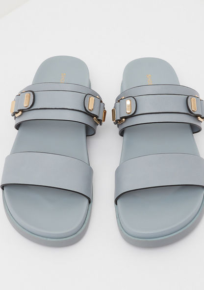 Open Toe Slide Sandals with Slip-On Closure-Women%27s Flat Sandals-image-1