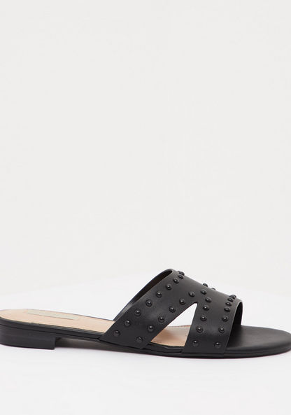 Open Toe Embellished Flat Sandals-Women%27s Flat Sandals-image-0
