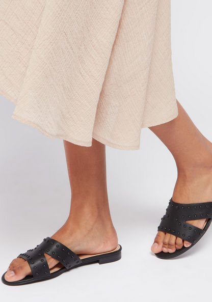 Open Toe Embellished Flat Sandals-Women%27s Flat Sandals-image-1