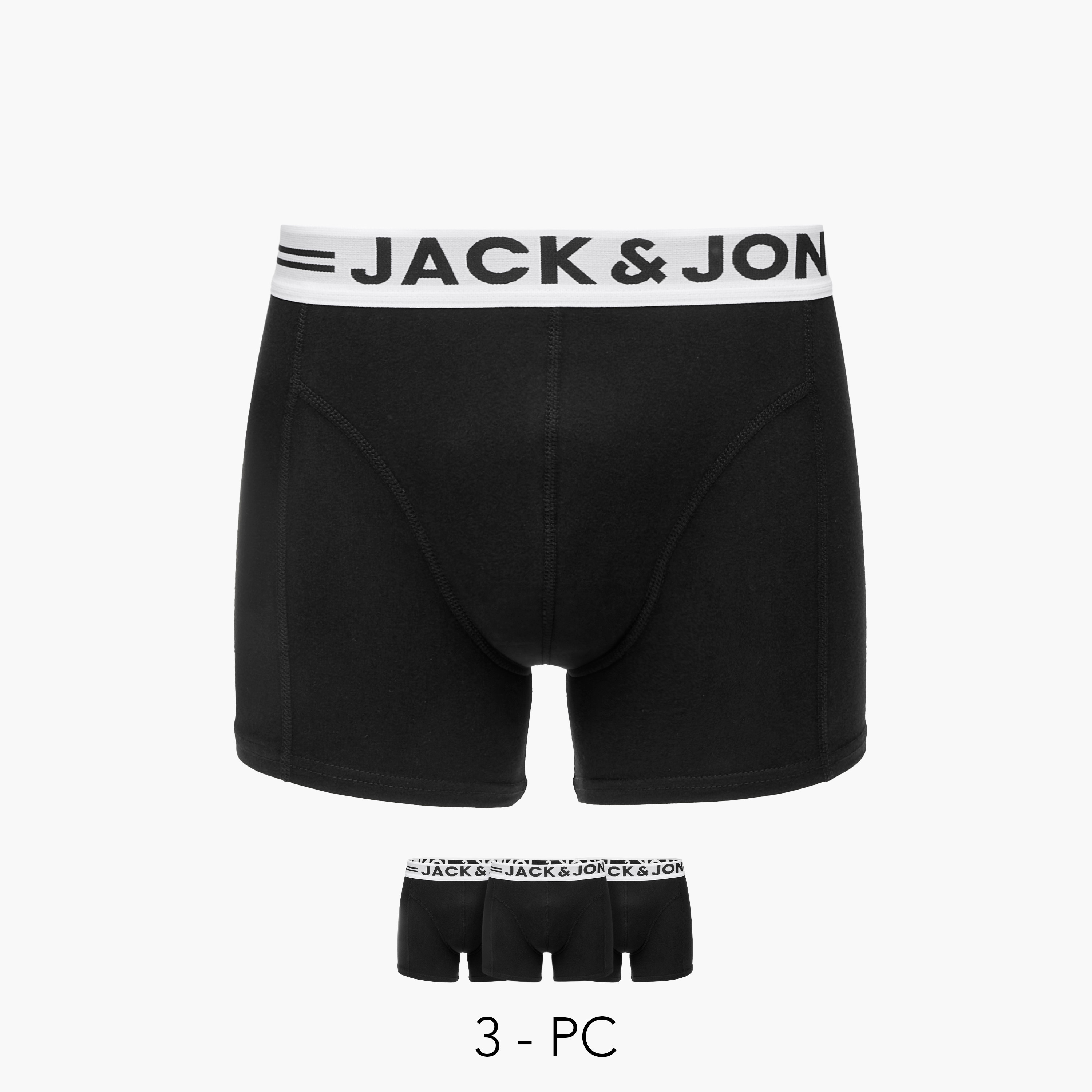 سراويل ترانك بخصر مطاطي وطبعات شعار من جاك آند جونز - مجموعة من 3-men-clothing-innerwear-underwear-image-1