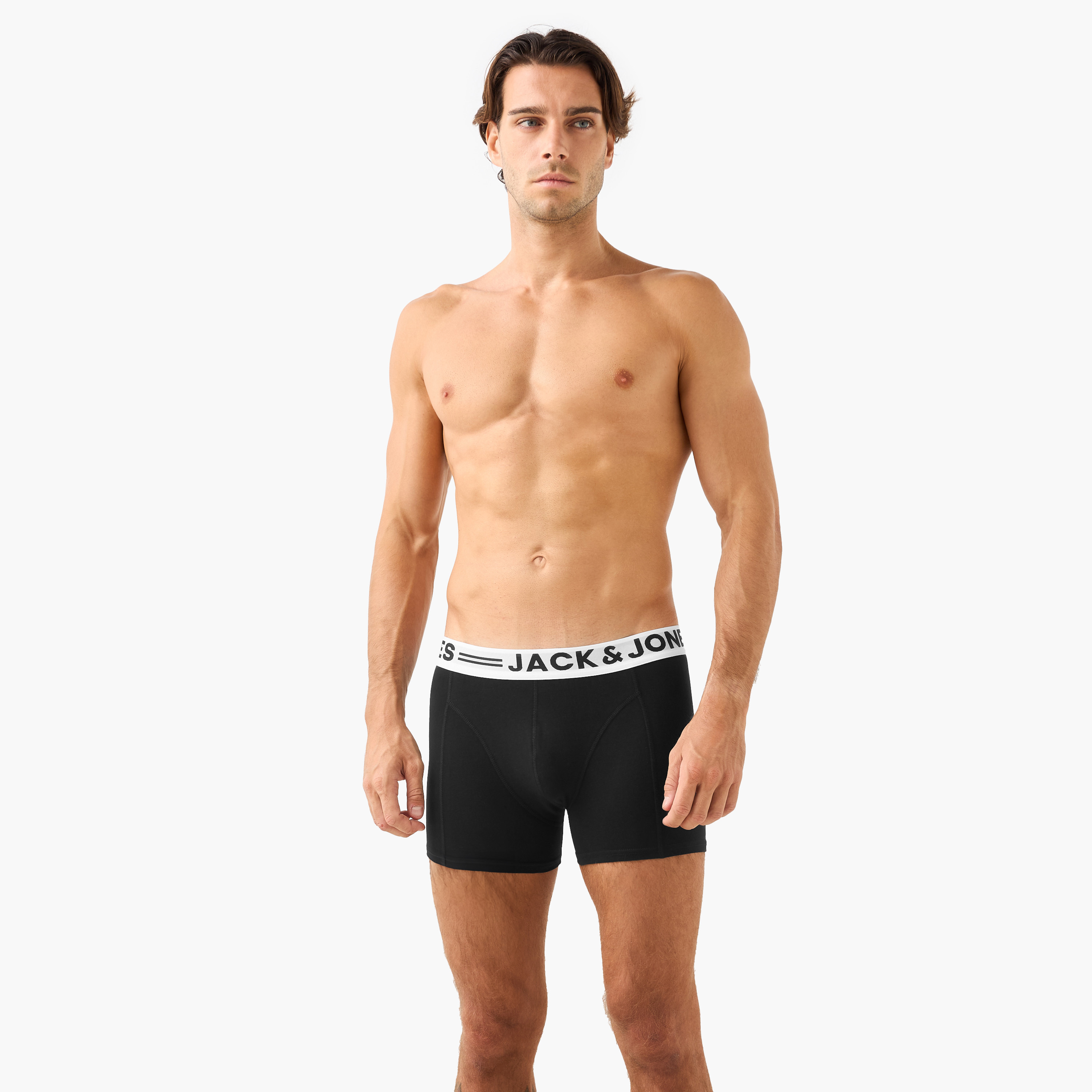 سراويل ترانك بخصر مطاطي وطبعات شعار من جاك آند جونز - مجموعة من 3-men-clothing-innerwear-underwear-image-4
