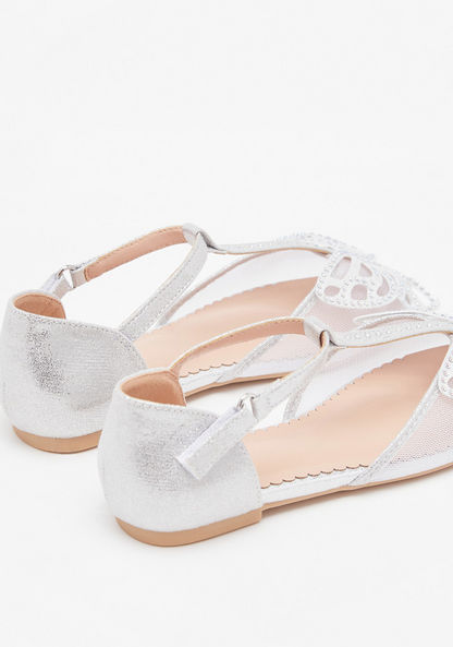 Little Missy Embellished Flat Sandals with Hook and Loop Closure-Girl%27s Ballerinas-image-2