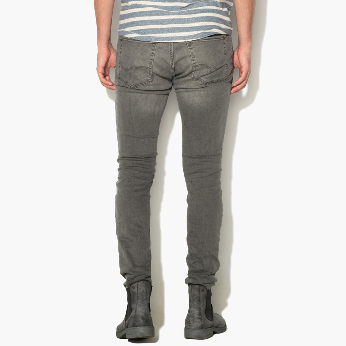 بنطلون جينز جاك آند جونز رجالي رمادي سادة مع ضيق بجيوب-men-clothing-bottoms-jeans-image-2