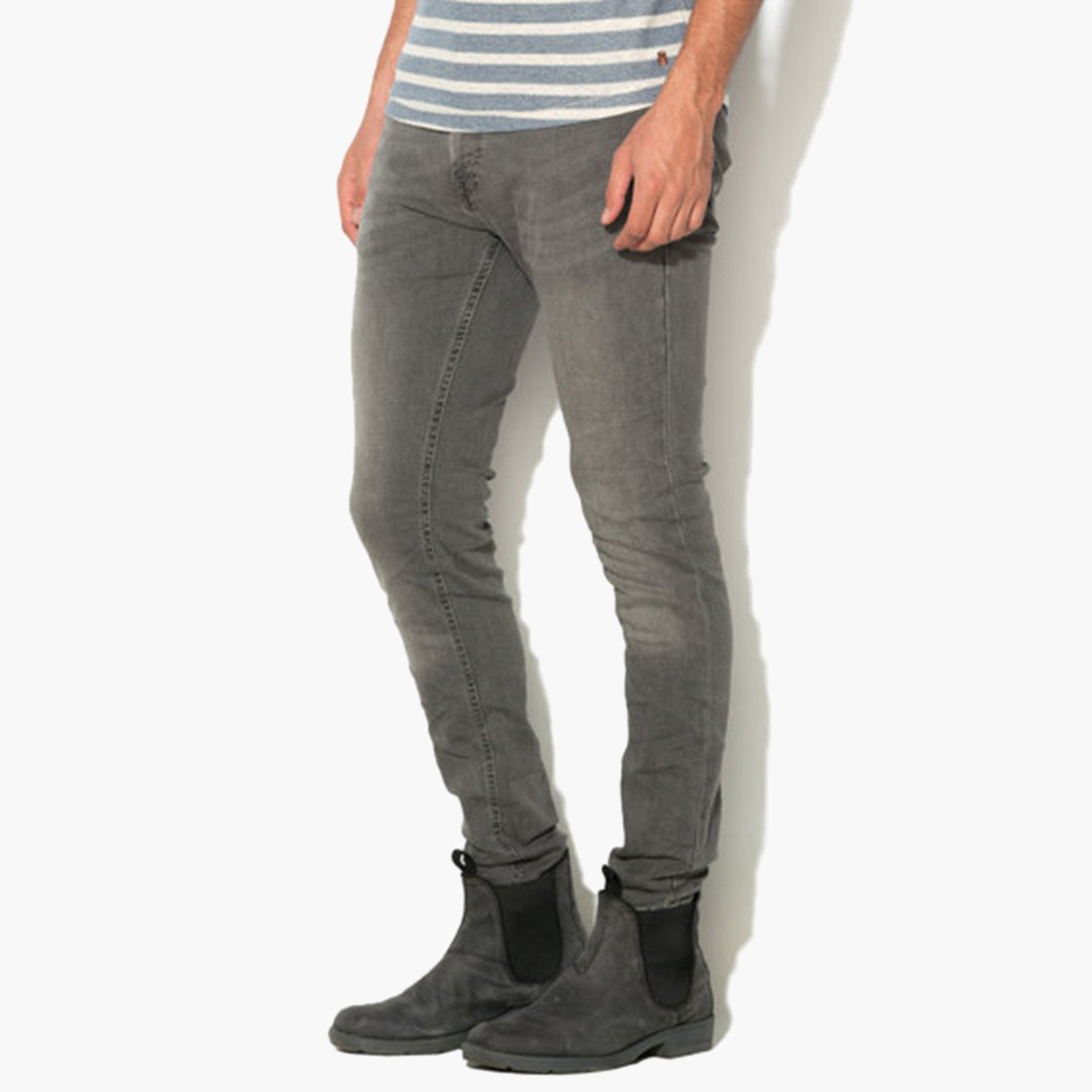 بنطلون جينز جاك آند جونز رجالي رمادي سادة مع ضيق بجيوب-men-clothing-bottoms-jeans-image-3