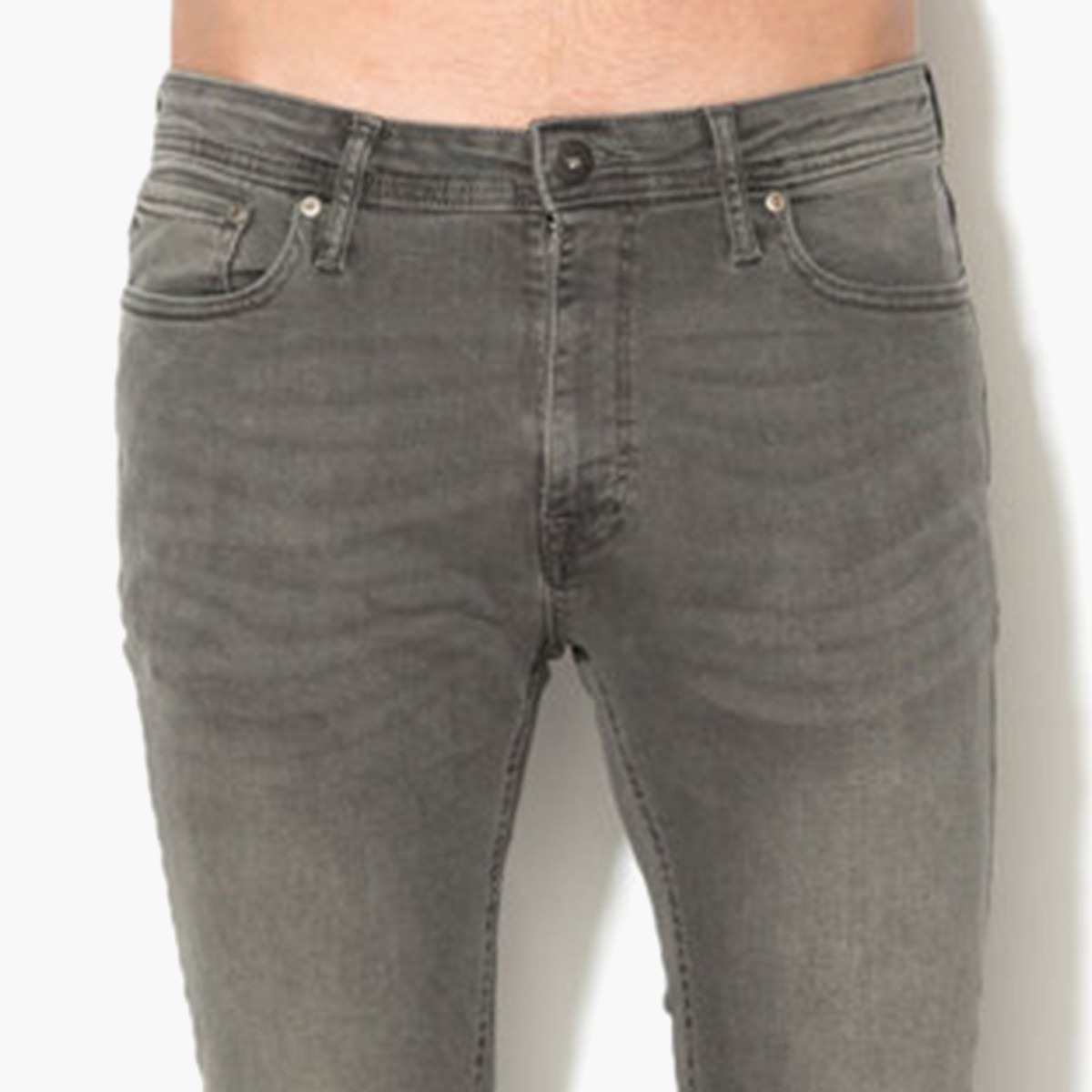 بنطلون جينز جاك آند جونز رجالي رمادي سادة مع ضيق بجيوب-men-clothing-bottoms-jeans-image-4