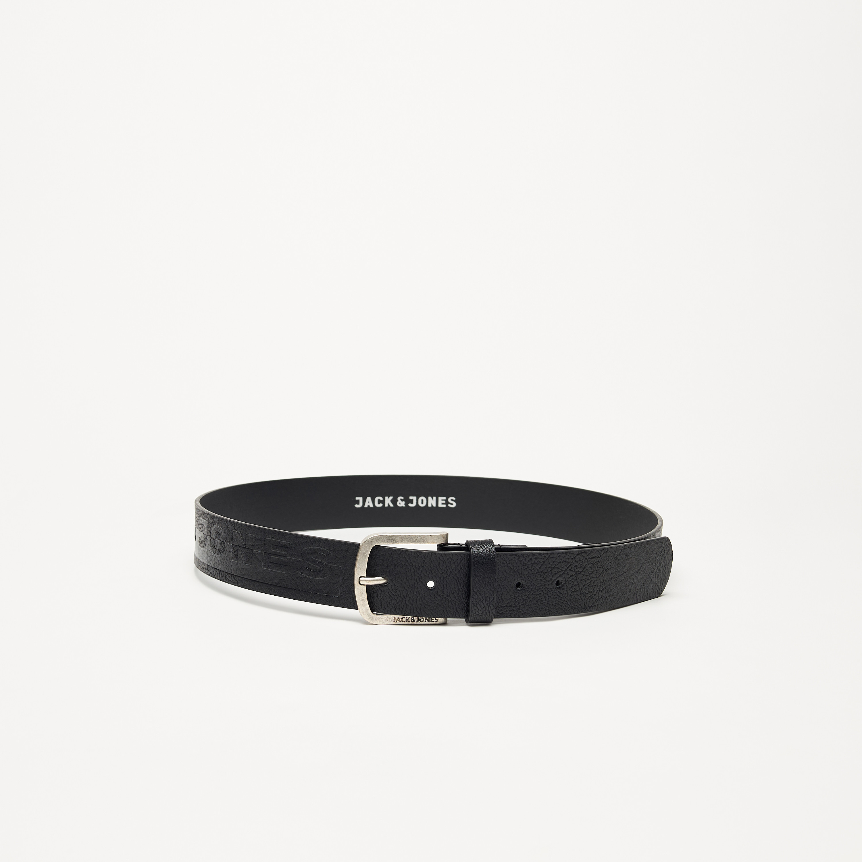 حزام بارز الملمس بإبزيم إغلاق بدبوس من جاك آند جونز-men-beltsandwallets-belts-image-1