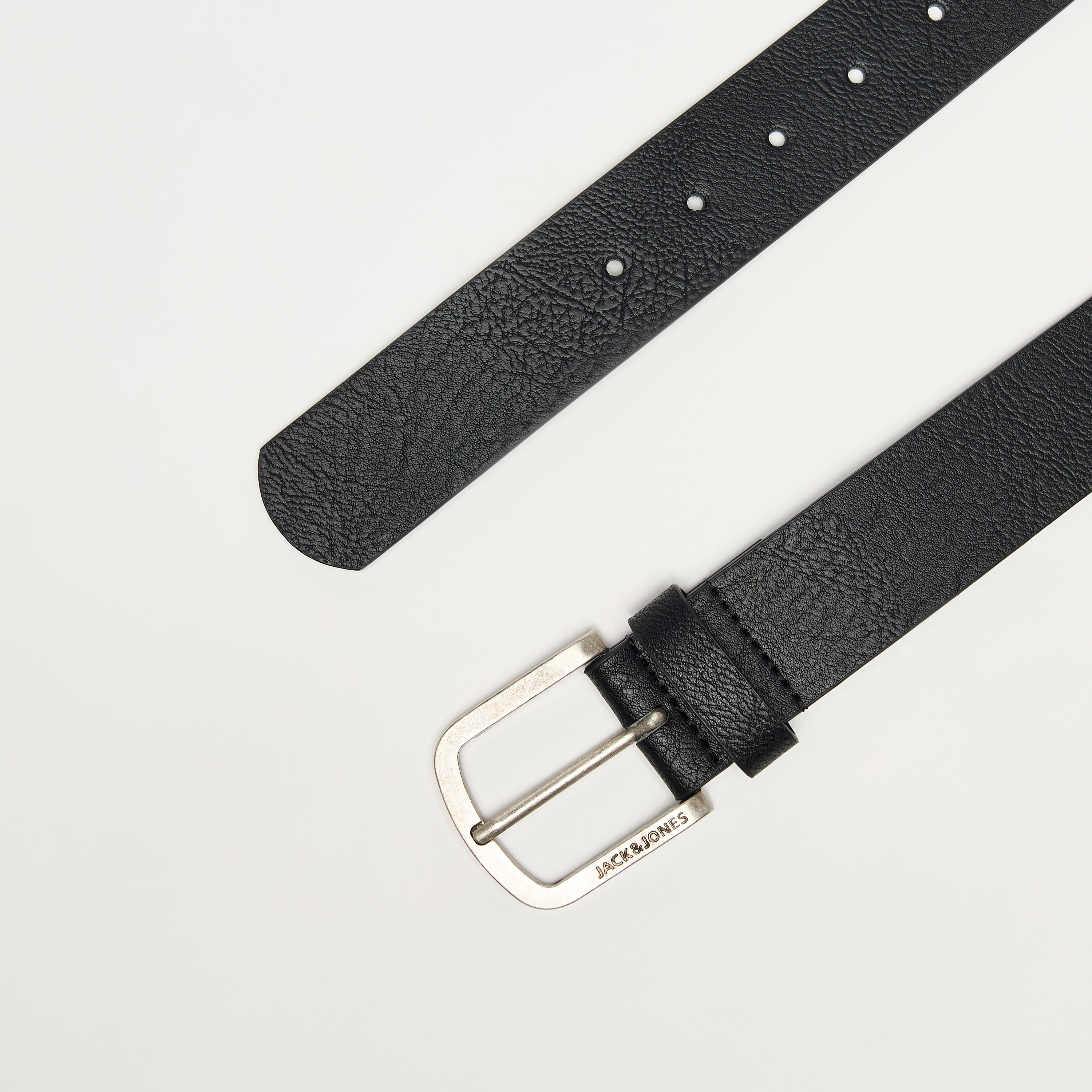 حزام بارز الملمس بإبزيم إغلاق بدبوس من جاك آند جونز-men-beltsandwallets-belts-image-4