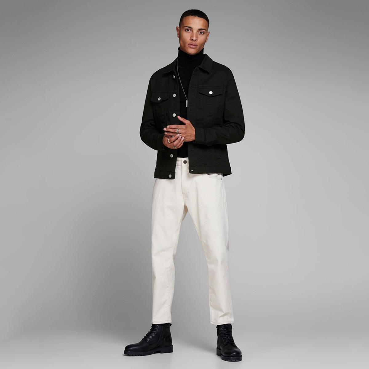 Jack & Jones Solid Denim Jacket with Pockets and Button Closure-men-clothing-jacketsandblazers-jackets-image-3