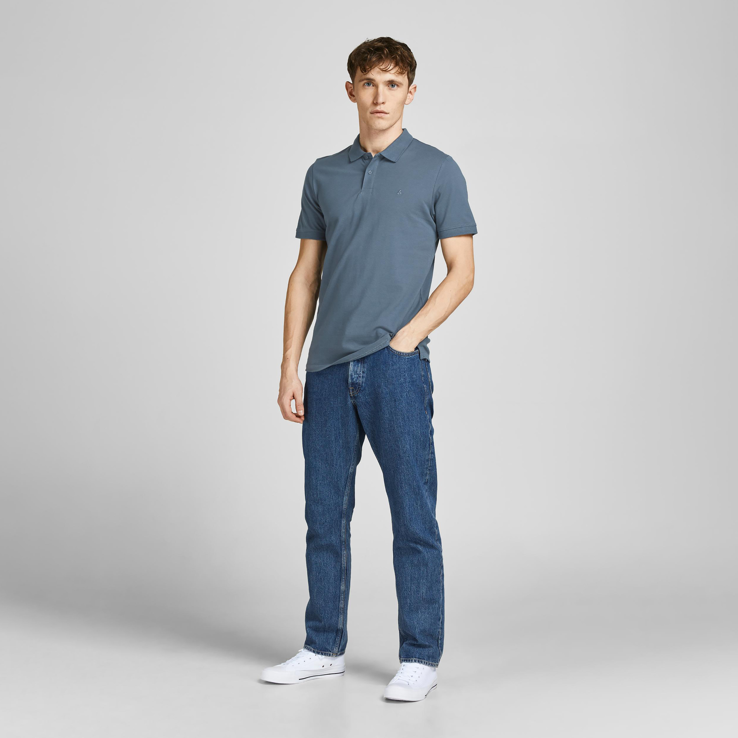 بولو تي شيرت من جاك آند جونز بأكمام قصيرة سادة-men-clothing-tshirtsandpolos-polos-image-2