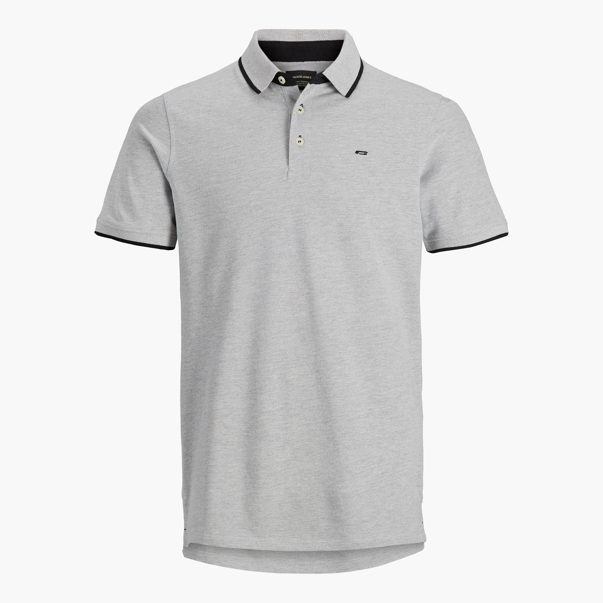 تي شيرت بولو جاك آند جونز بأكمام قصيرة و محكم رمادي للرجال-men-clothing-tshirtsandpolos-polos-image-5