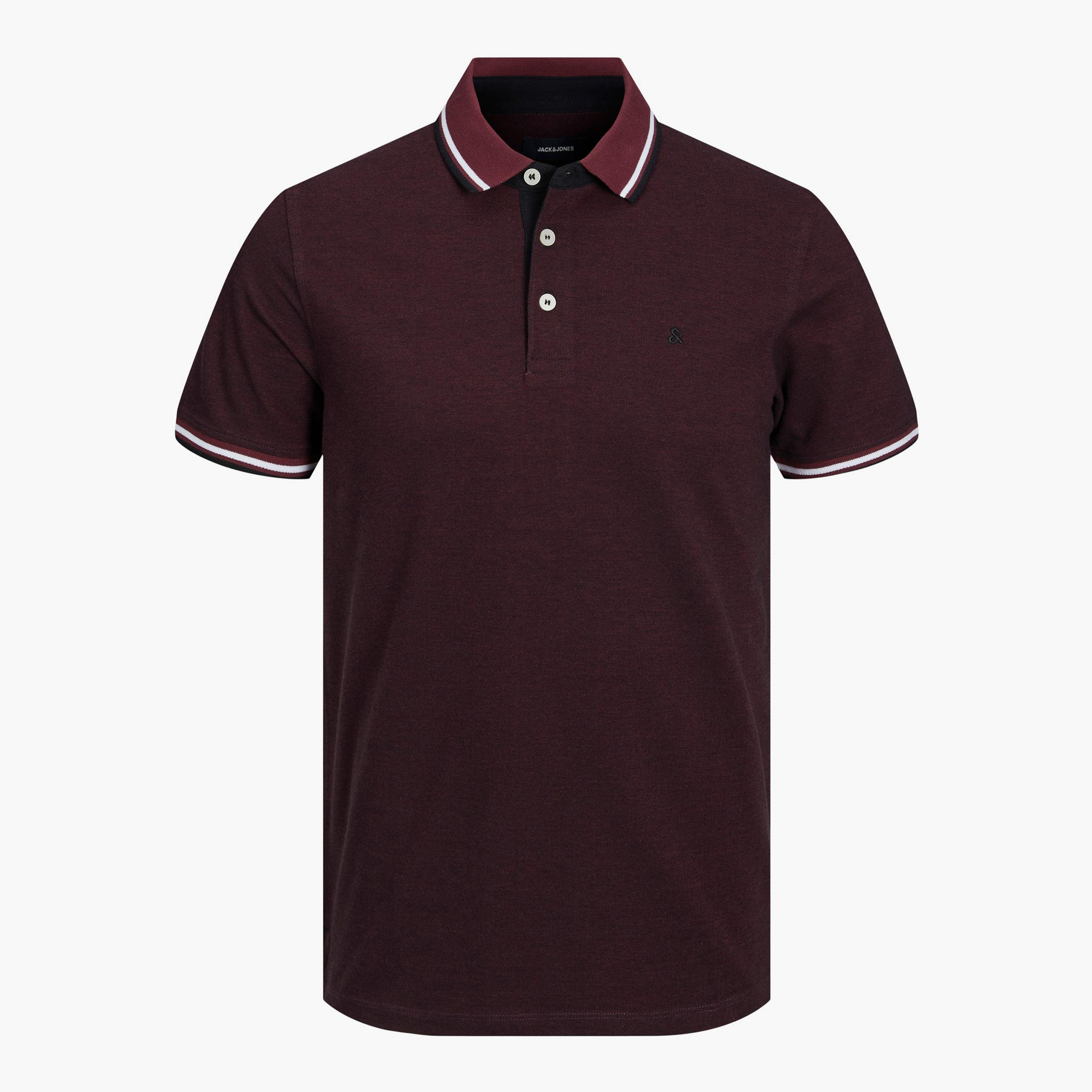Jack & Jones Men Solid Maroon Short Sleeves Slim Fit Polo T-Shirt-men-clothing-tshirtsandpolos-polos-image-2
