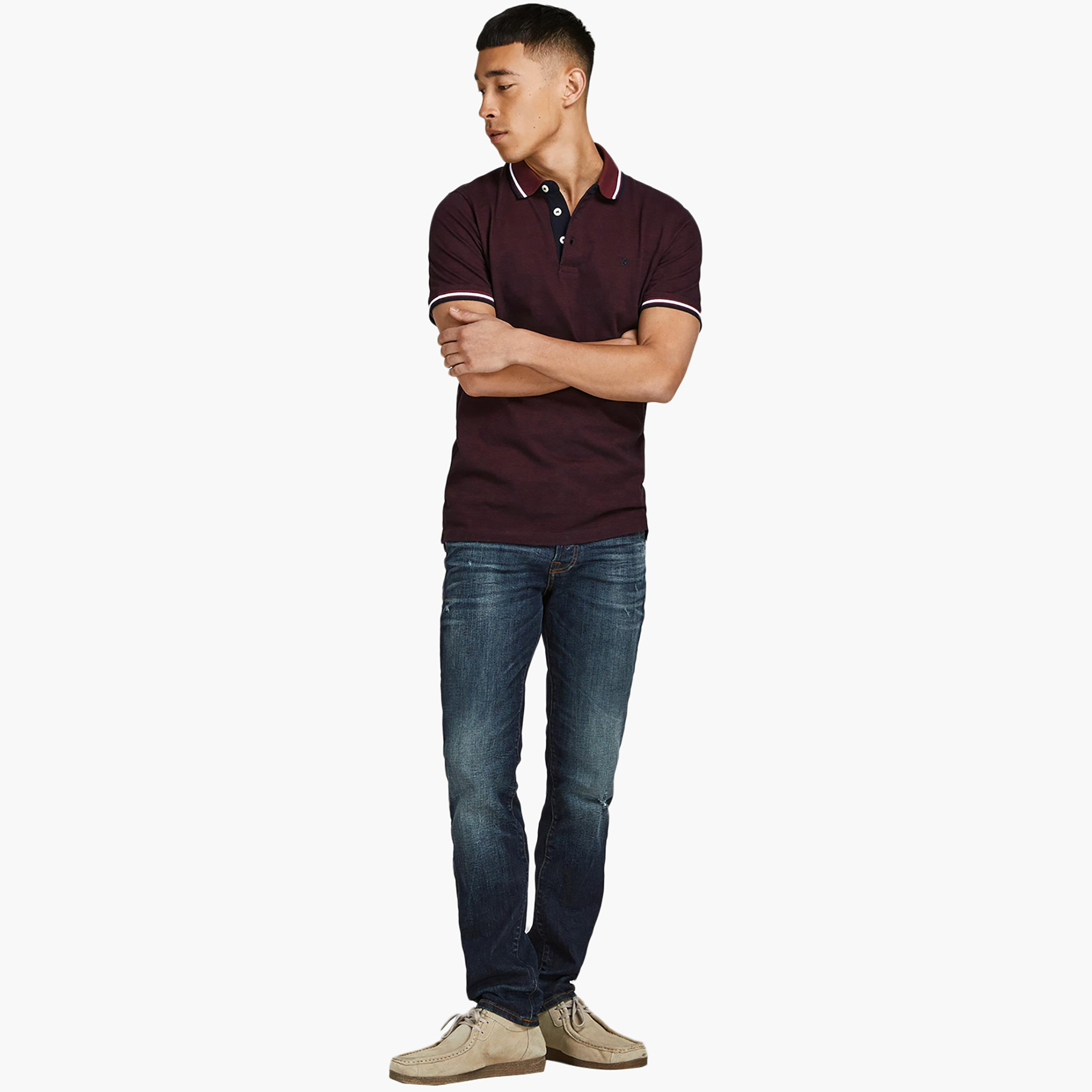 Jack & Jones Men Solid Maroon Short Sleeves Slim Fit Polo T-Shirt-men-clothing-tshirtsandpolos-polos-image-3