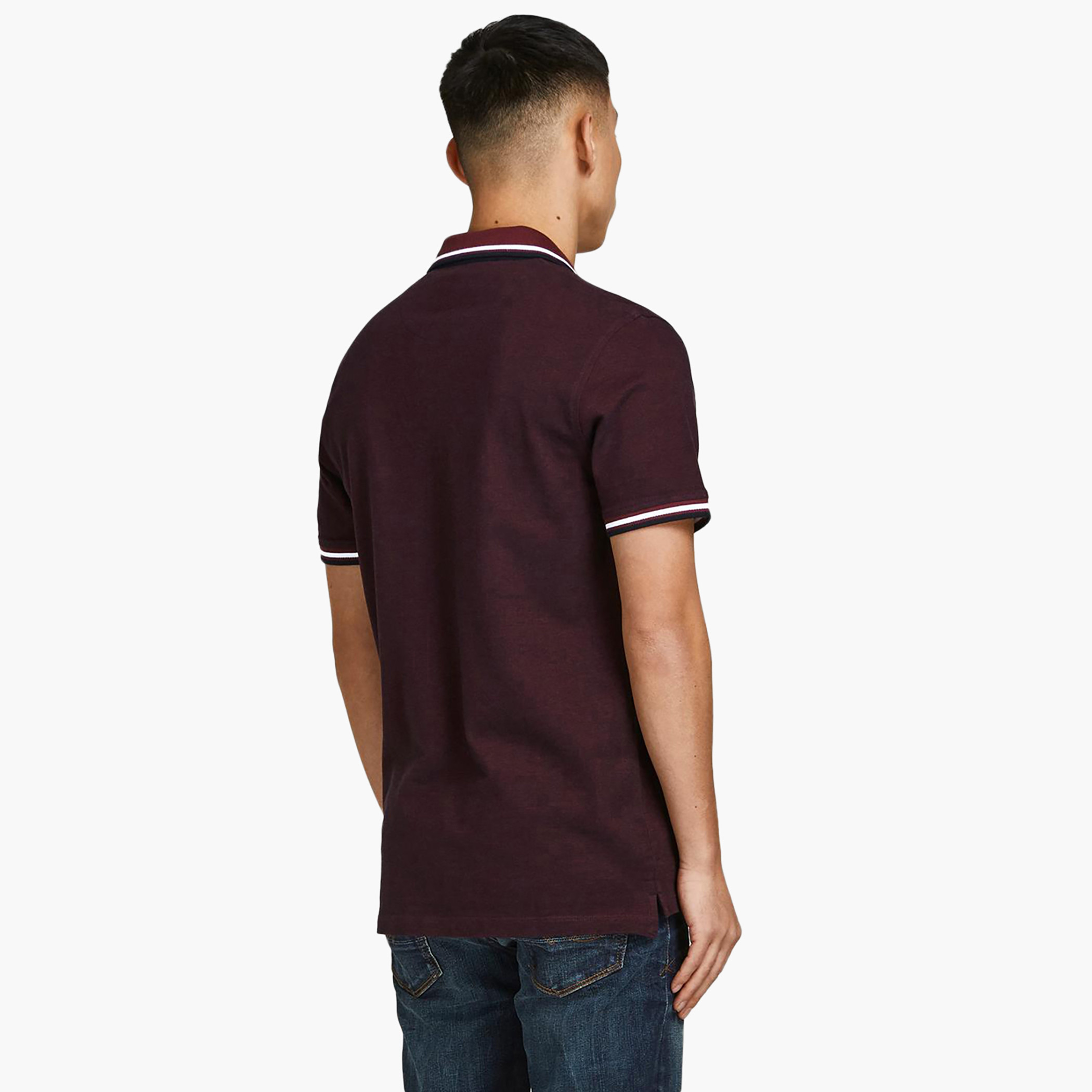 Jack & Jones Men Solid Maroon Short Sleeves Slim Fit Polo T-Shirt-men-clothing-tshirtsandpolos-polos-image-4