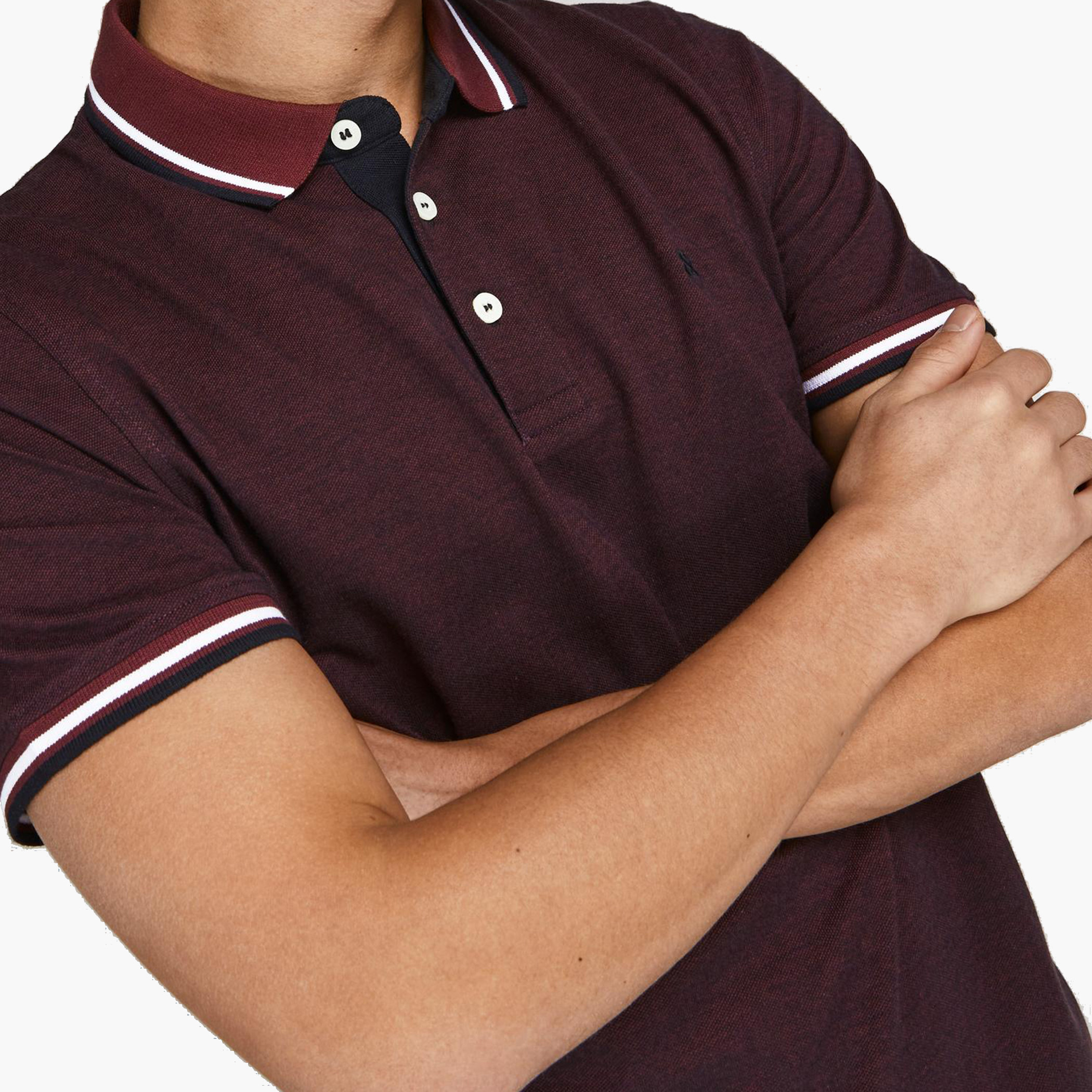 Jack & Jones Men Solid Maroon Short Sleeves Slim Fit Polo T-Shirt-men-clothing-tshirtsandpolos-polos-image-6
