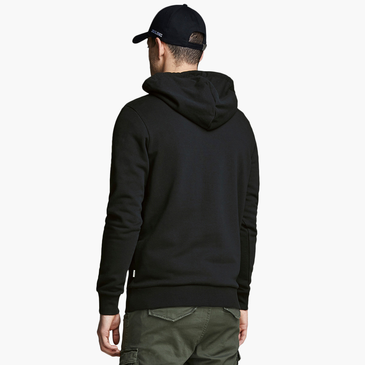 Jack & Jones Men Logo Black Kangaroo Pocket Hoodie-men-winterwear-hoodiesandsweatshirts-image-2