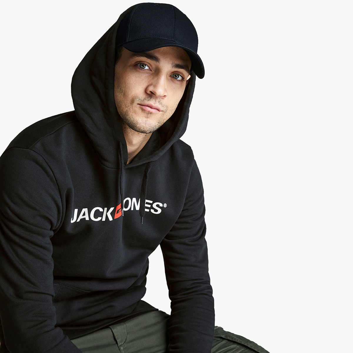 Jack & Jones Men Logo Black Kangaroo Pocket Hoodie-men-winterwear-hoodiesandsweatshirts-image-3