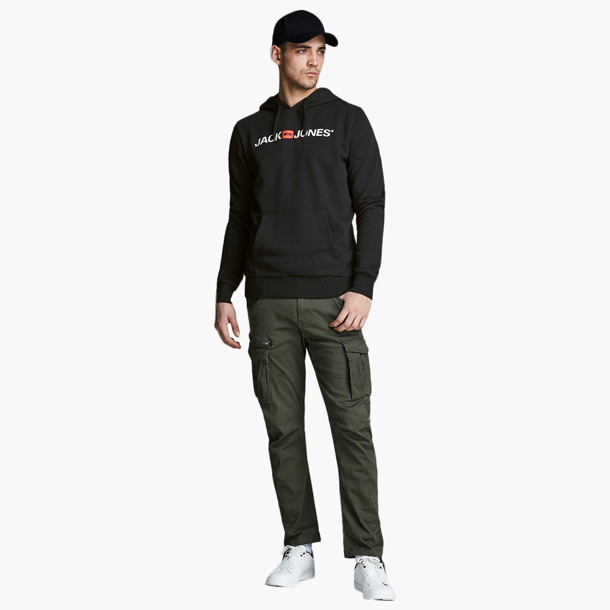 Jack & Jones Men Logo Black Kangaroo Pocket Hoodie-men-winterwear-hoodiesandsweatshirts-image-4