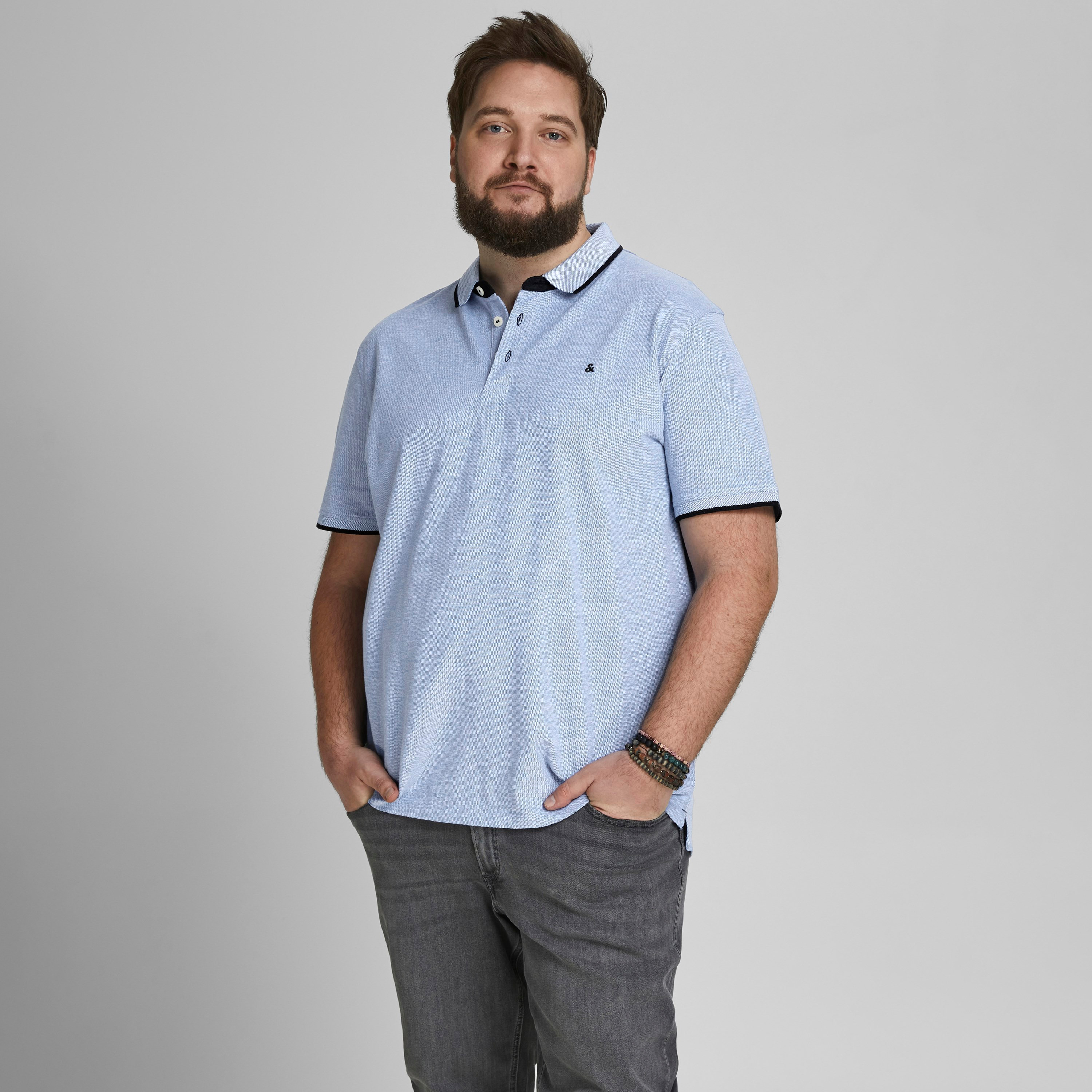 Jack & Jones Plus Size Plain Collared Short Sleeves Polo T-Shirt-men-clothing-tshirtsandpolos-polos-image-1