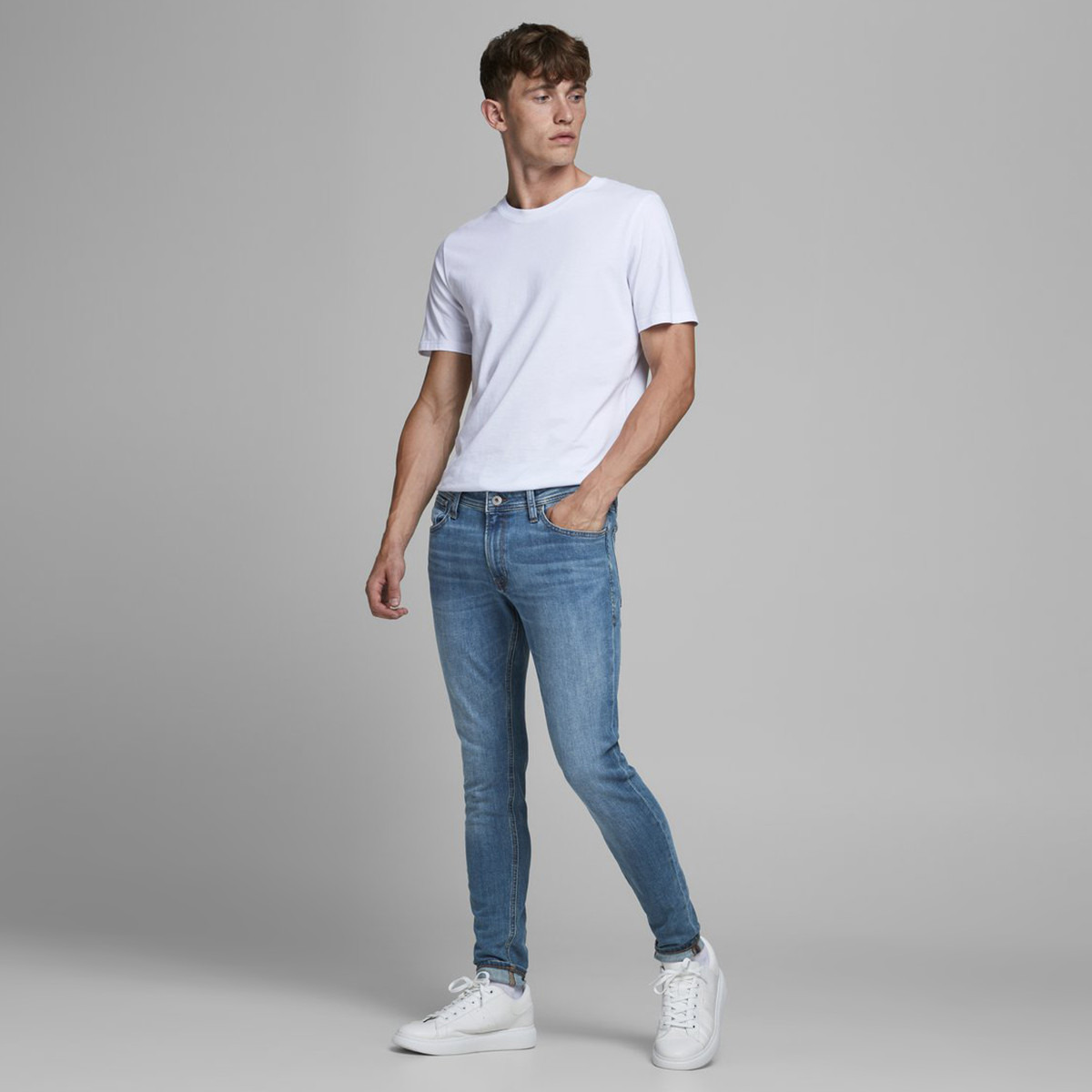 Jack & Jones Solid Mid Rise Denim Jeans with Pockets-men-clothing-bottoms-jeans-image-3
