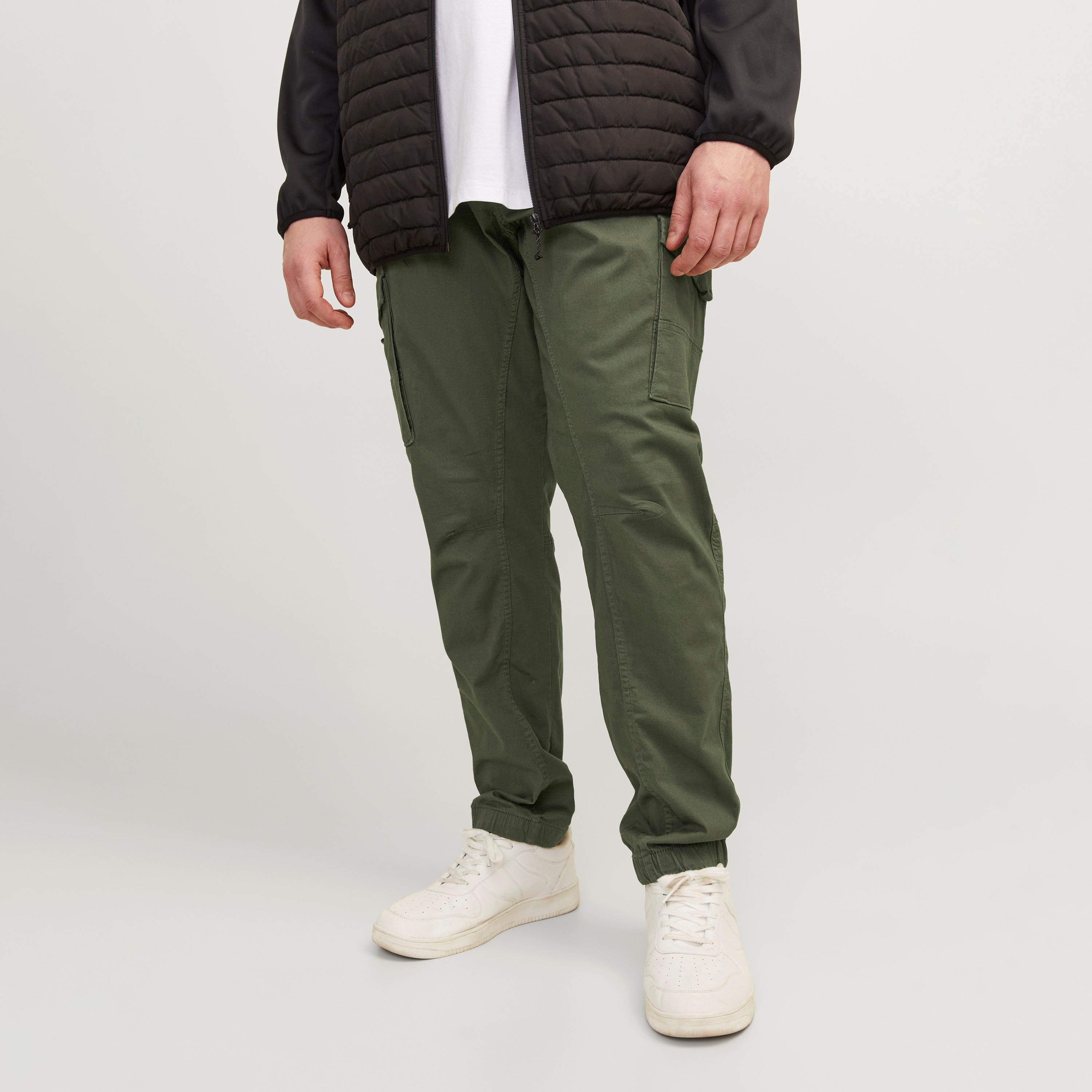 Jack & Jones Plain Mid Rise Buttoned Cargo Trousers-men-clothing-bottoms-trousersandchinos-trousers-image-1