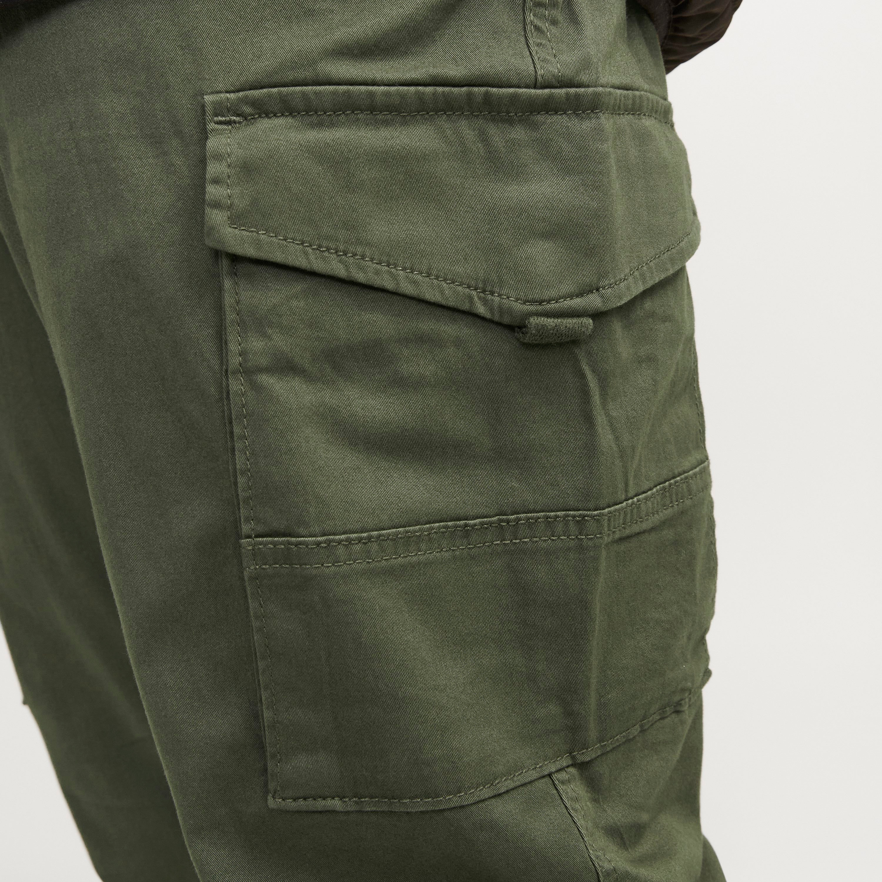 Jack & Jones Plain Mid Rise Buttoned Cargo Trousers-men-clothing-bottoms-trousersandchinos-trousers-image-3
